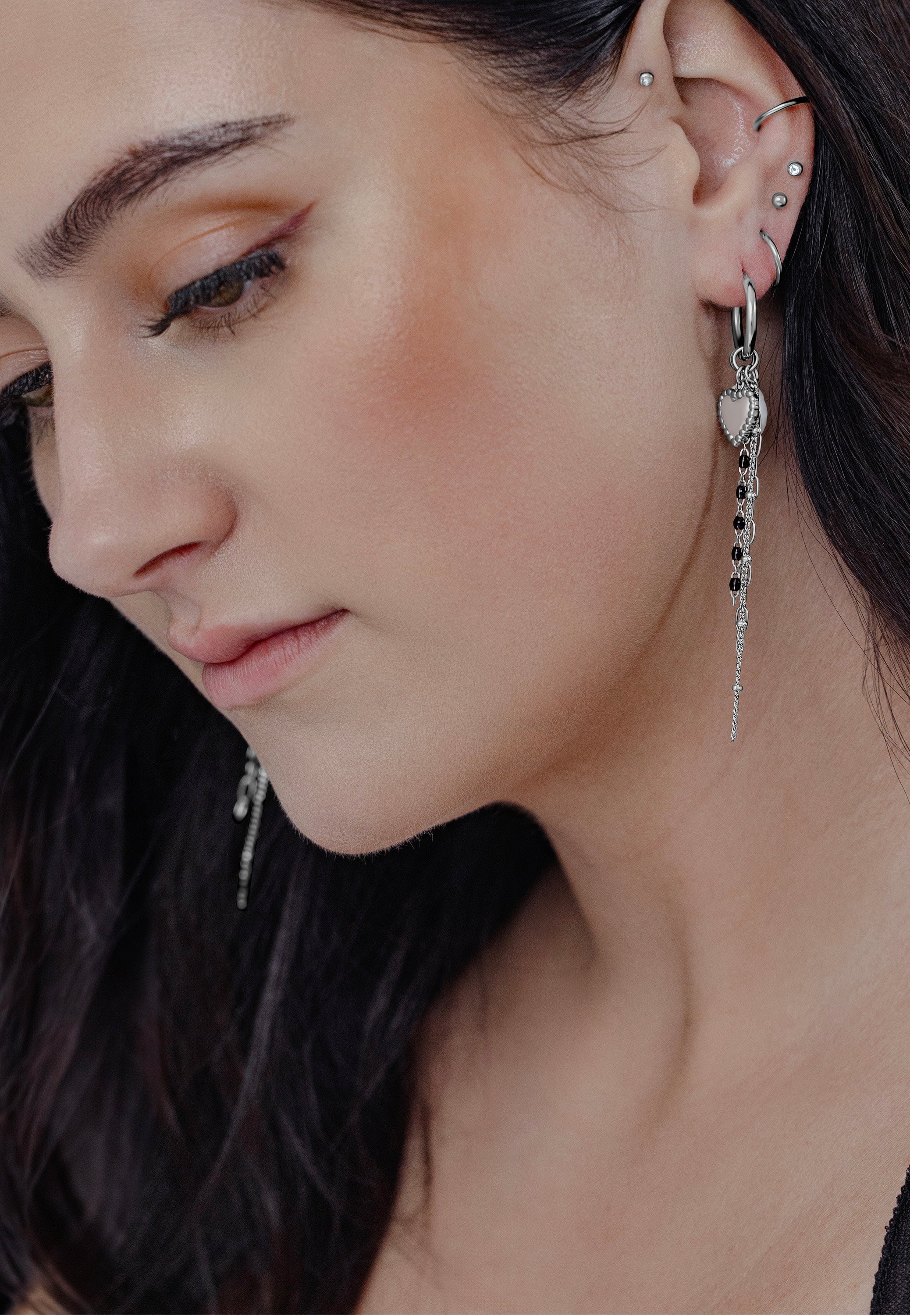 Wildcat - Bubble Heart Hoops With Pearl Silver - Earrings | Neutral-Image
