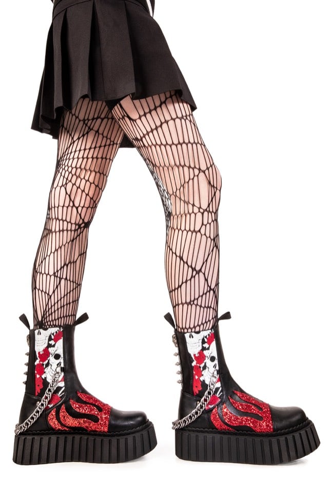 Lamoda - Unforgiving Chunky High Ankle Black Red Glitter - Girl Shoes
