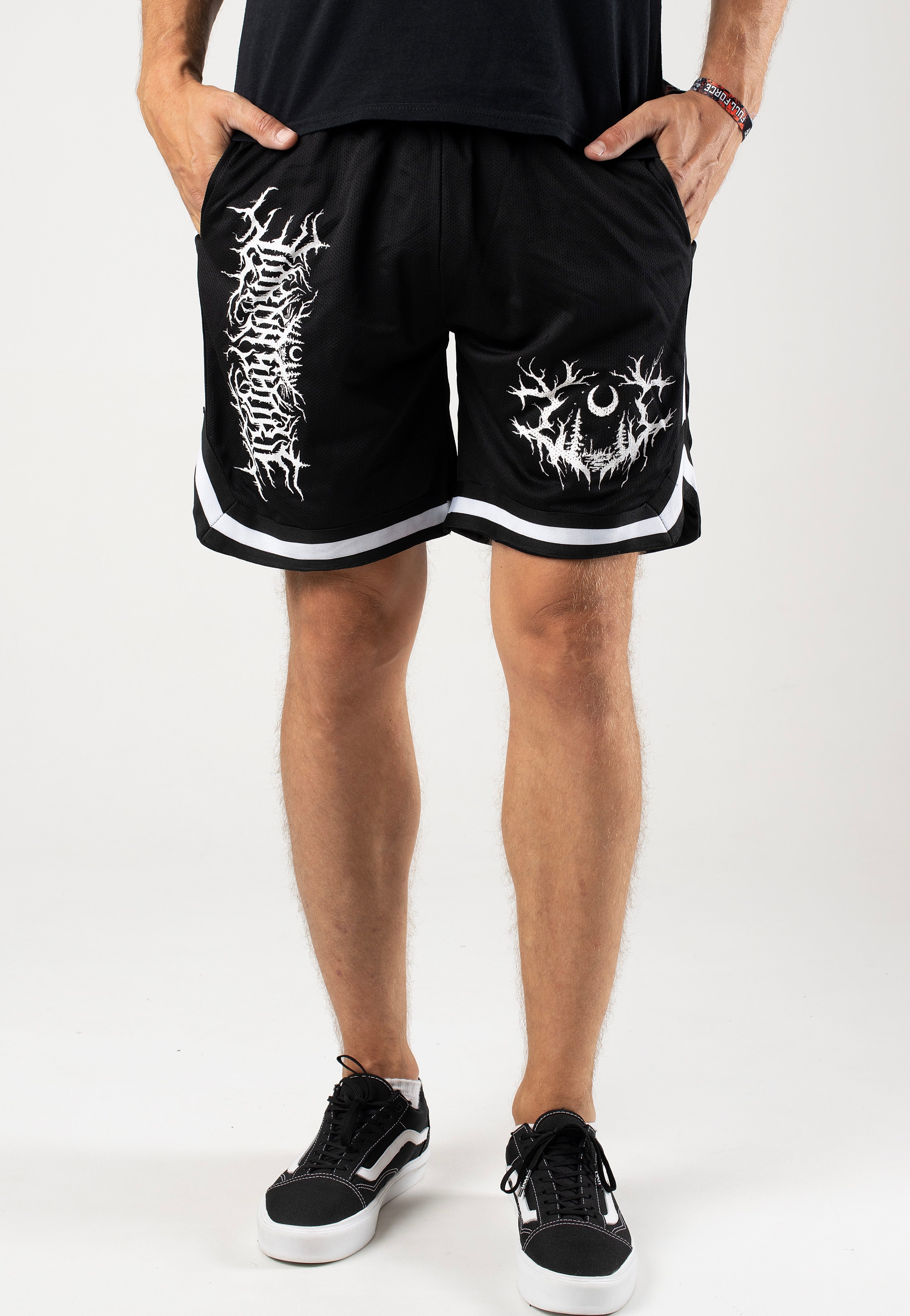 Lorna Shore - Logo & Sigil White Striped - Shorts