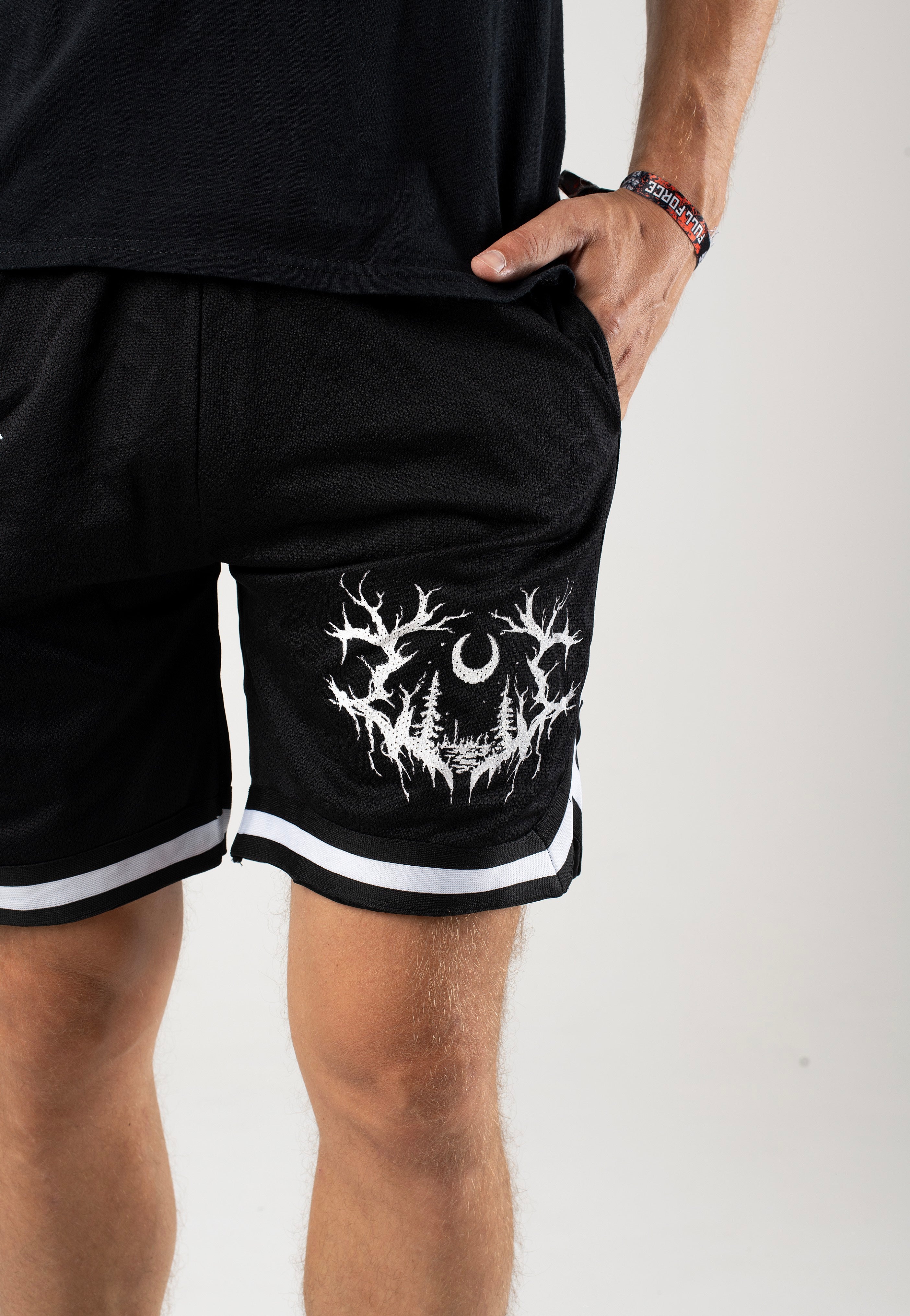 Lorna Shore - Logo & Sigil White Striped - Shorts