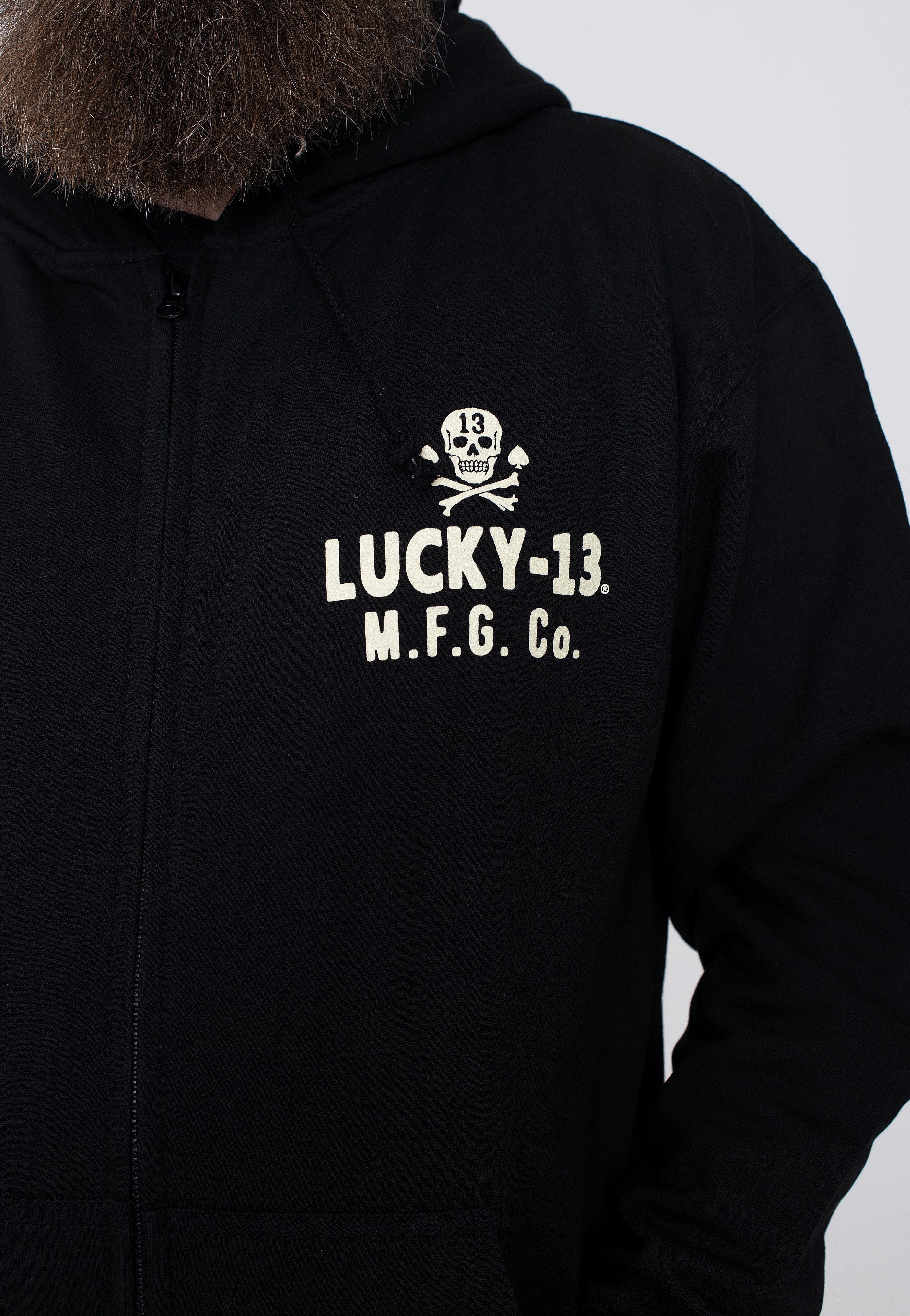 Lucky 13 - Pirate Skull Black - Zipper