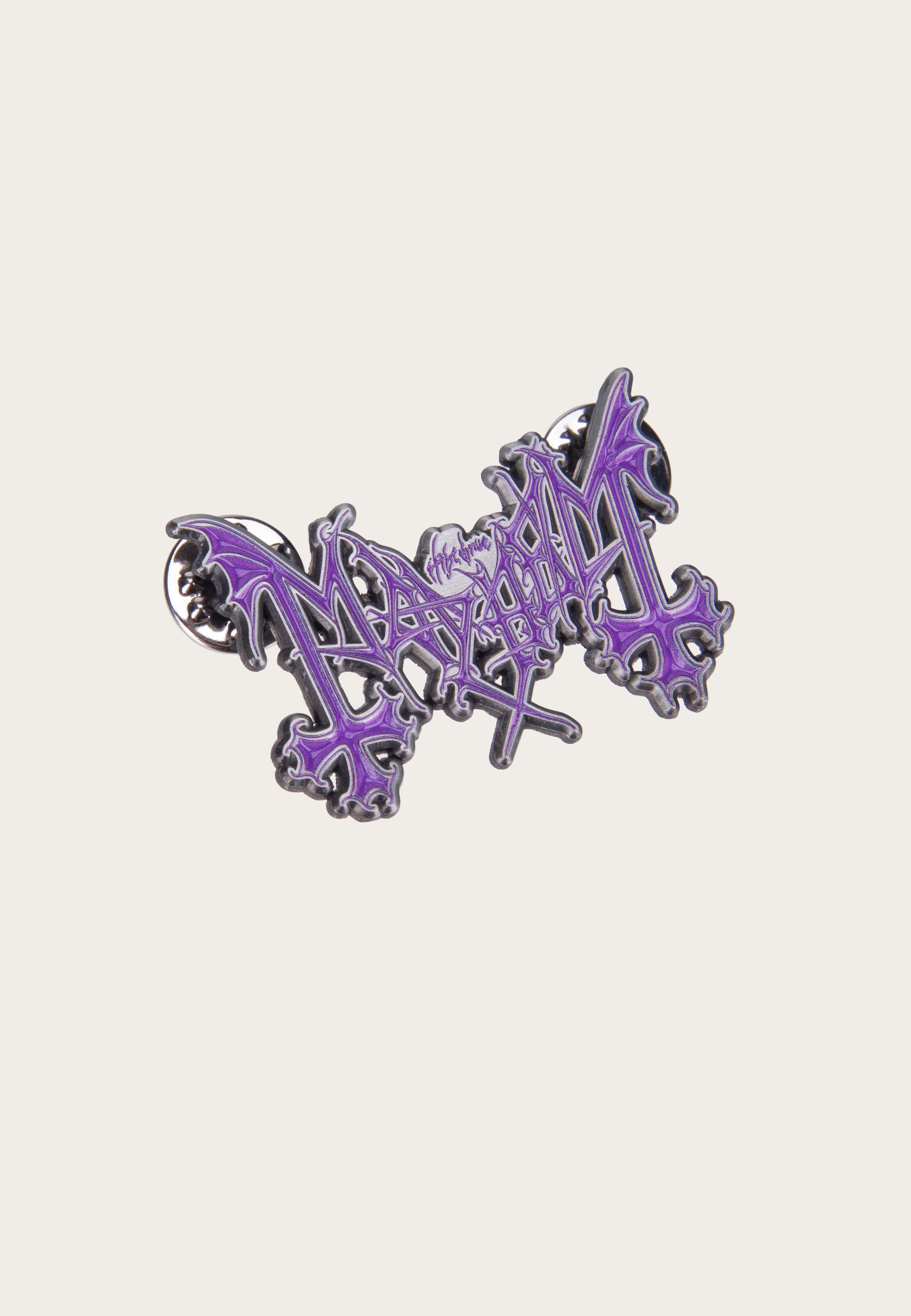 Mayhem Purple Logo Pin