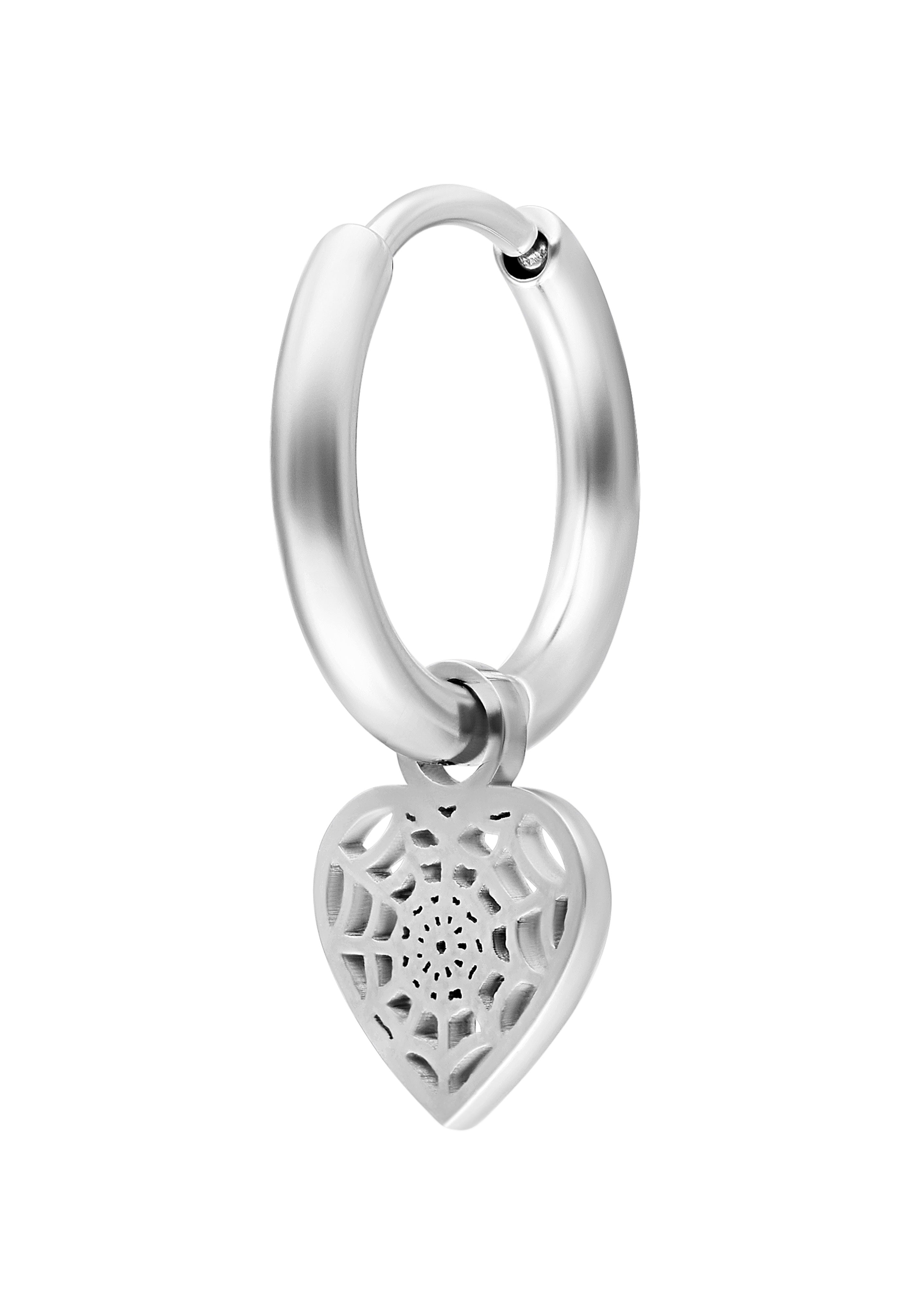 Wildcat - Mini Spiderweb Heart Hoops Pair Silver - Earrings | Neutral-Image