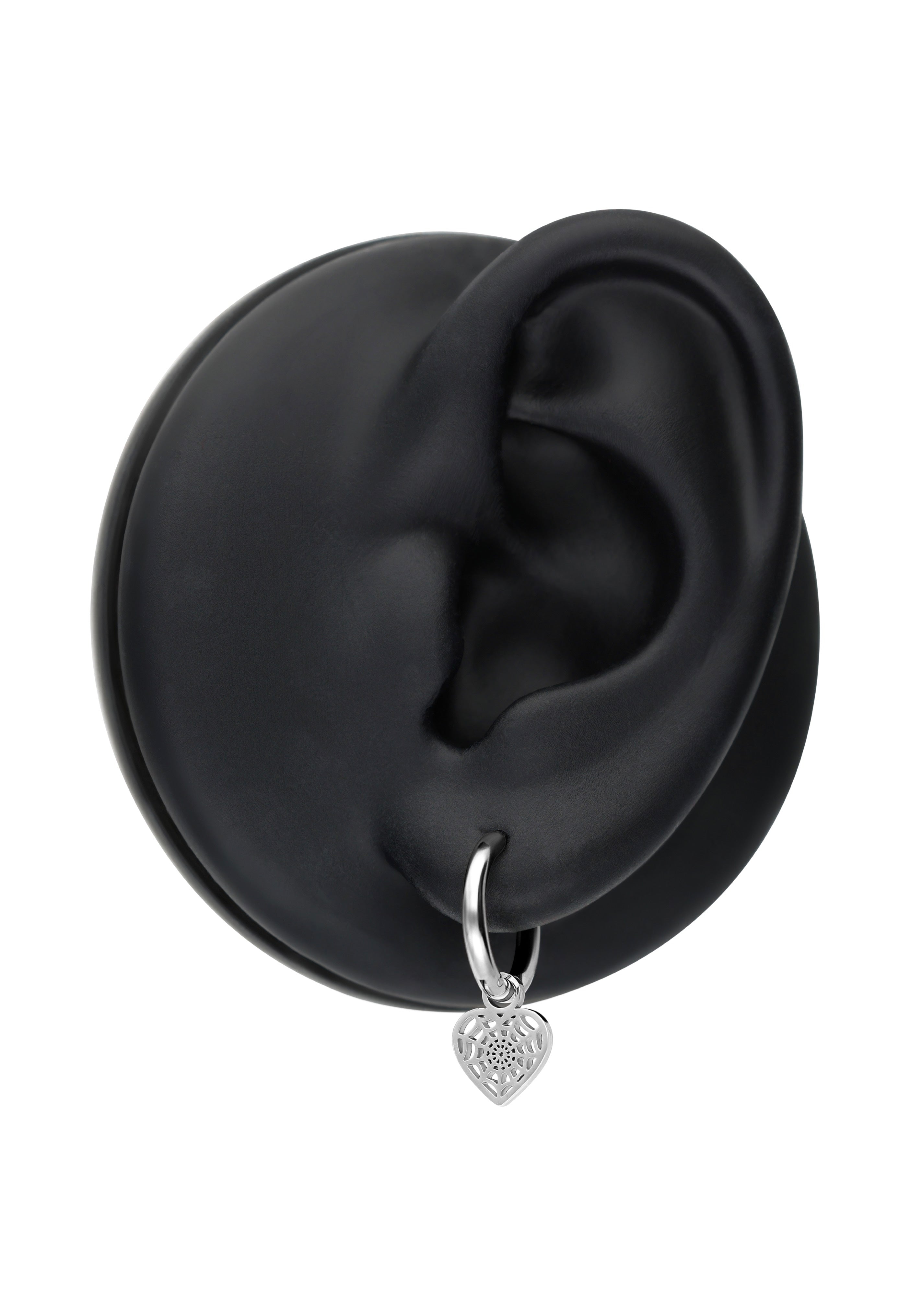 Wildcat - Mini Spiderweb Heart Hoops Pair Silver - Earrings | Neutral-Image