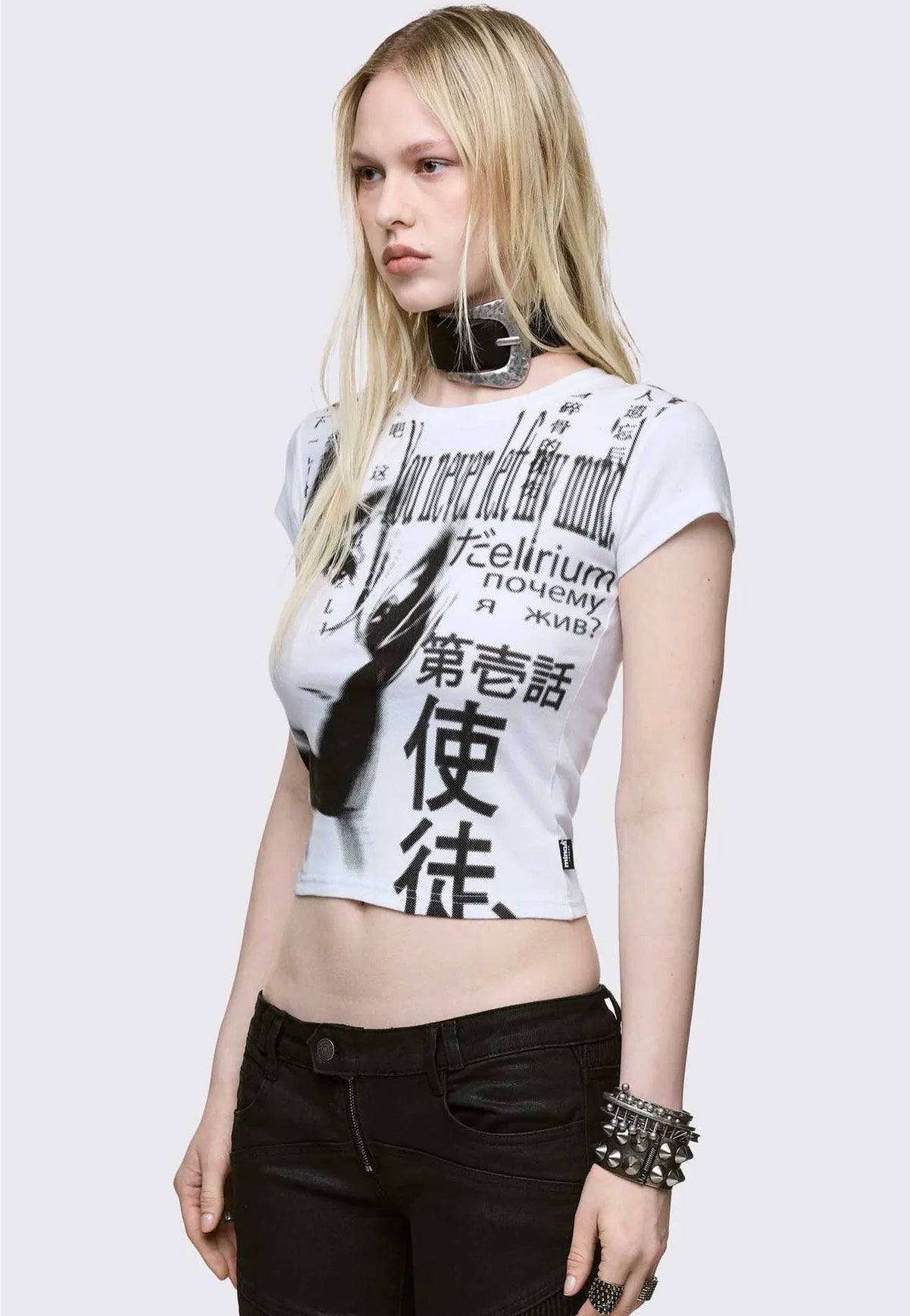 Minga London - Mind Glitch Baby White - T-Shirt | Women-Image