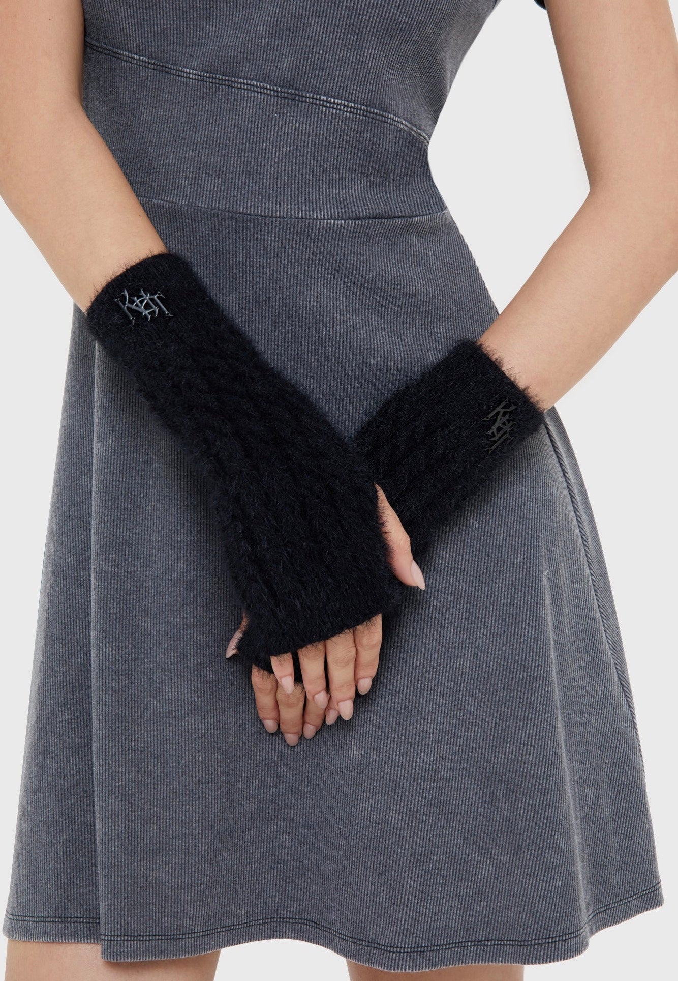 Killstar x Kihilist - Moons Gaze Fingerless Black/Grey - Gloves | Neutral-Image