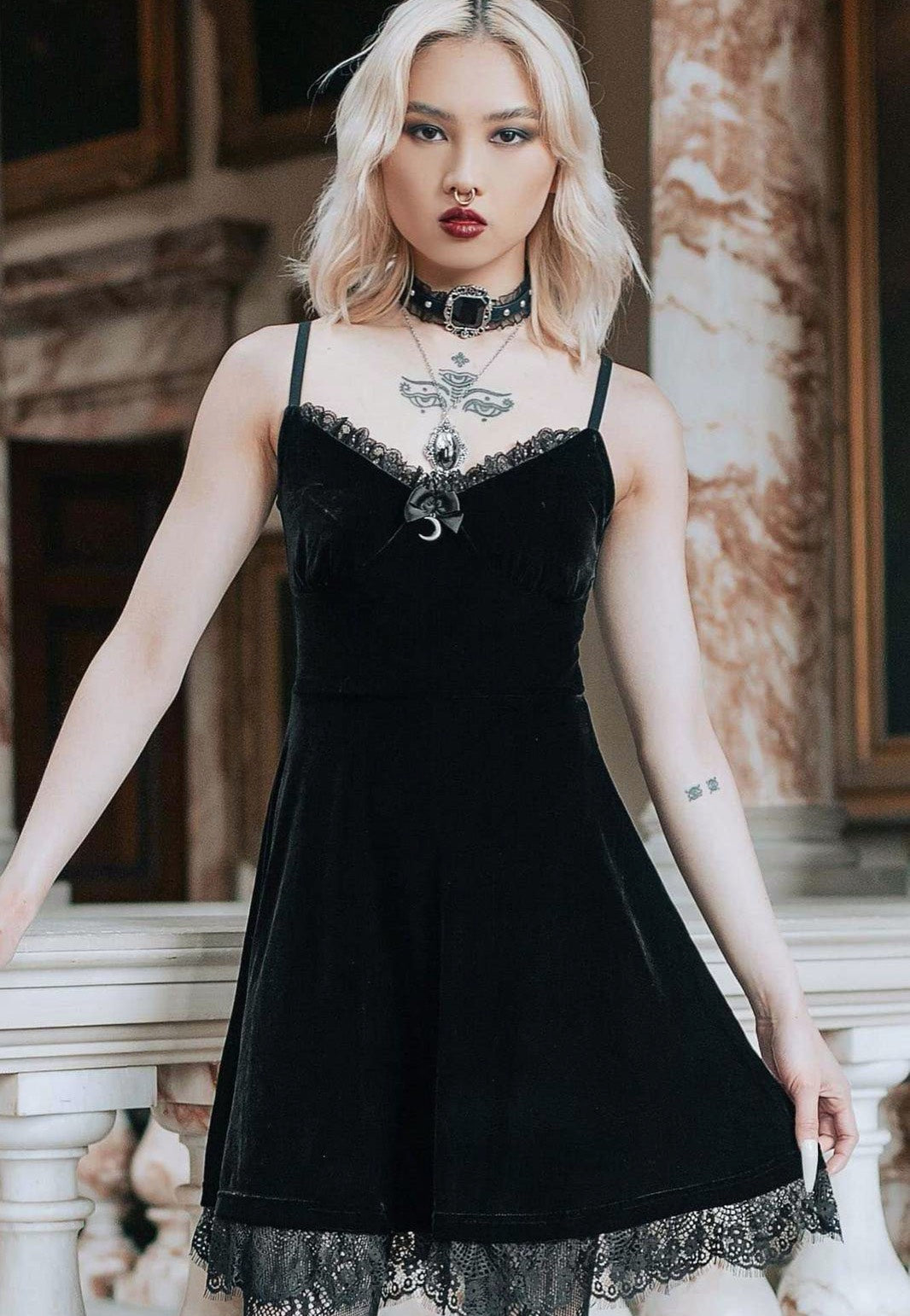 skater velvet dress Black boohoo Plus Velvet Sequin Long Sleeve Skater Dress