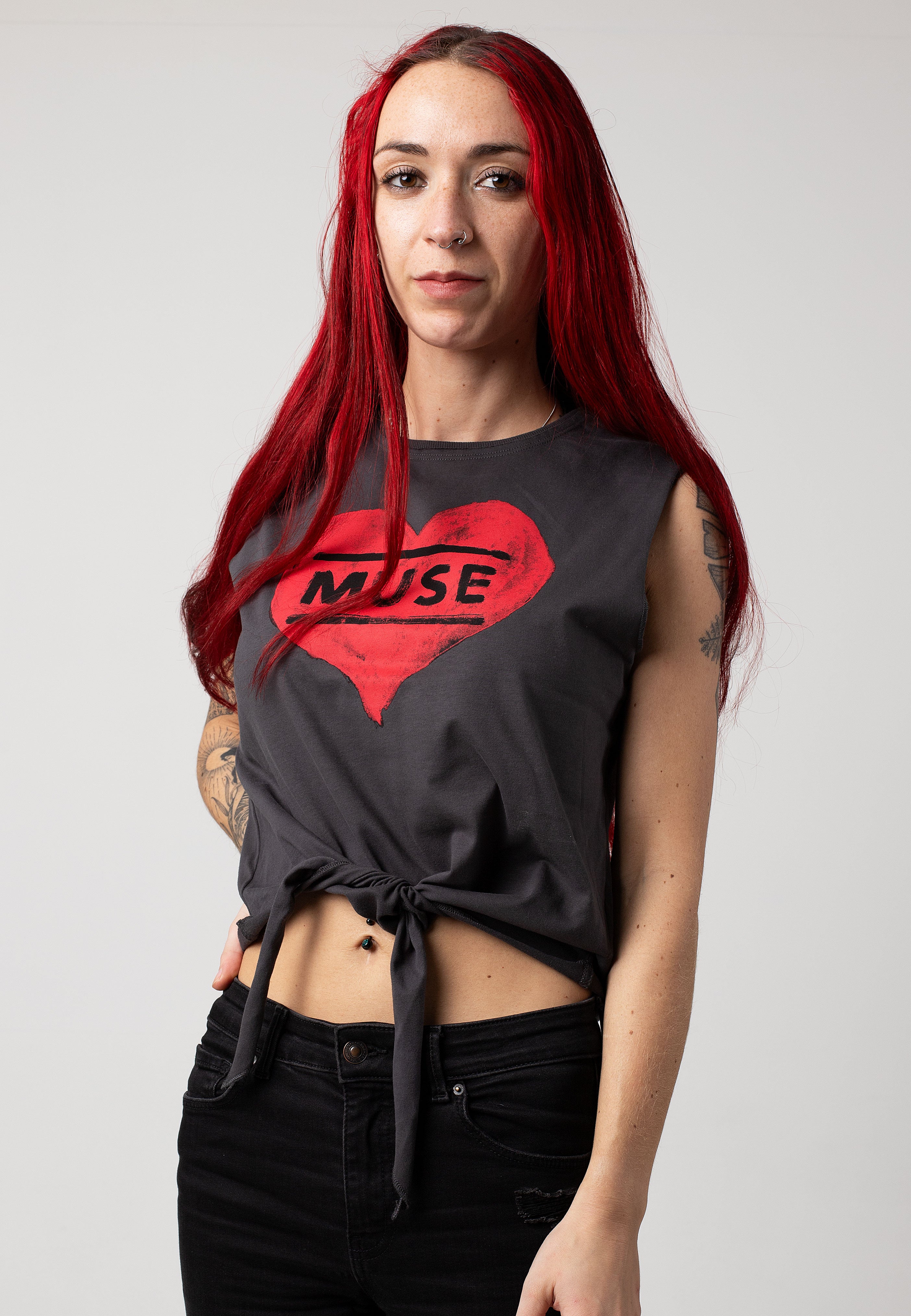Muse - Heart Logo Knot Charcoal - Tank | Women-Image