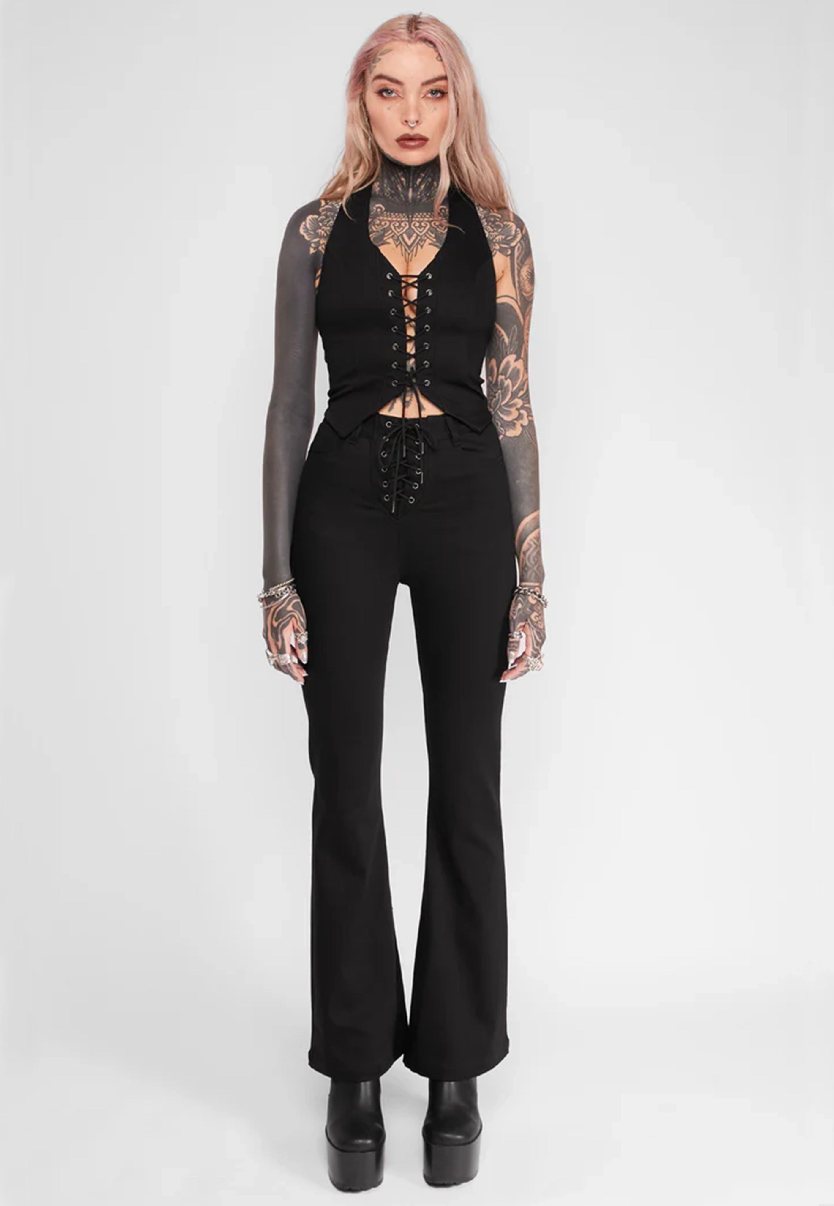 Mary heart pants ブラック Mary Wyatt - Sienna Lace-Up Black - Pants | Nuclear Blast