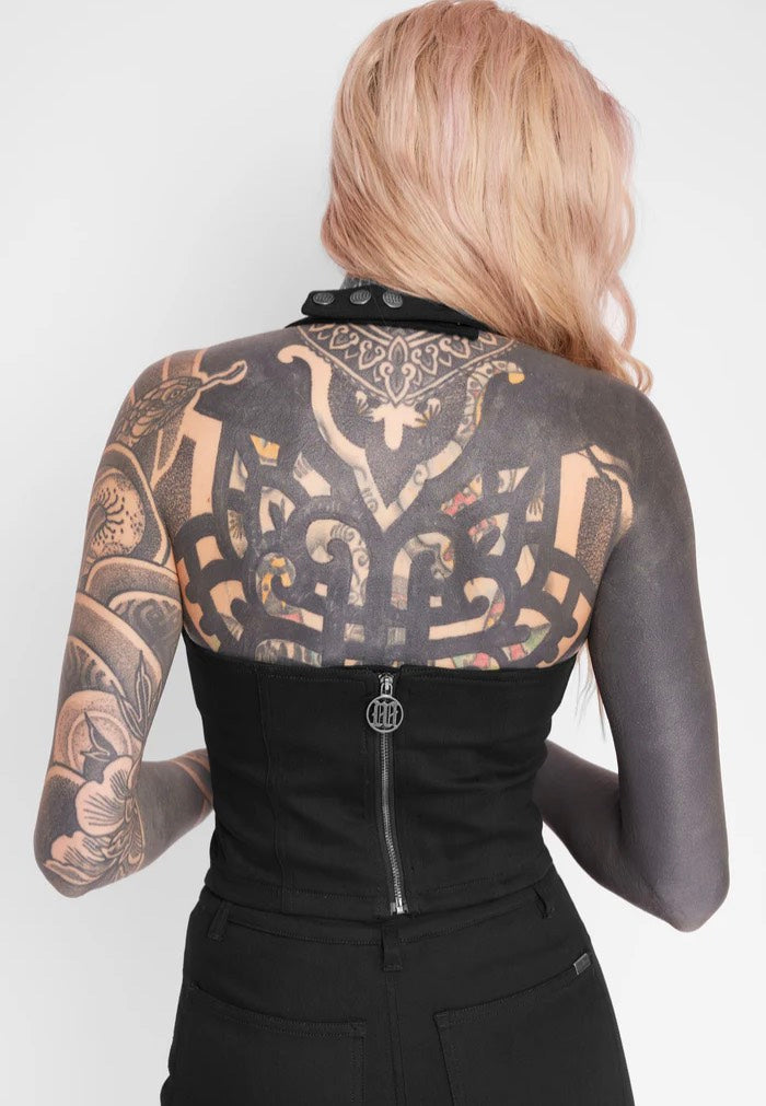 Mary Wyatt - Sienna Lace-Up Halter Black - Top | Women-Image