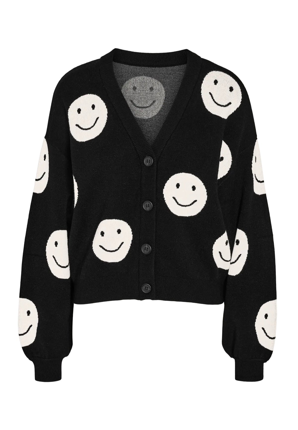 Noisy May Charlott V-Neck Black Oatmeal Moons Cardigan