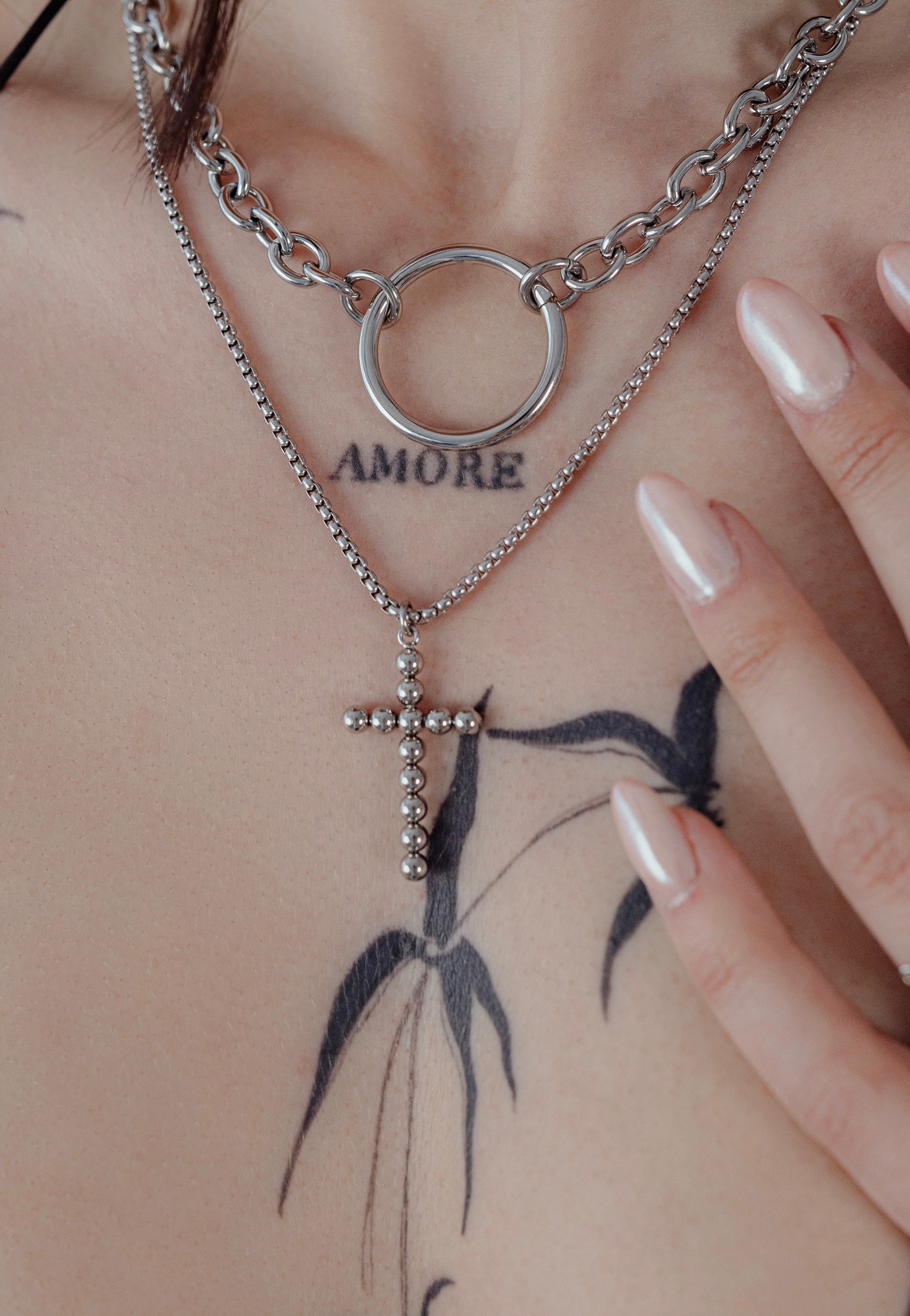 Wildcat - Bubble Cross Silver - Necklace | Neutral-Image