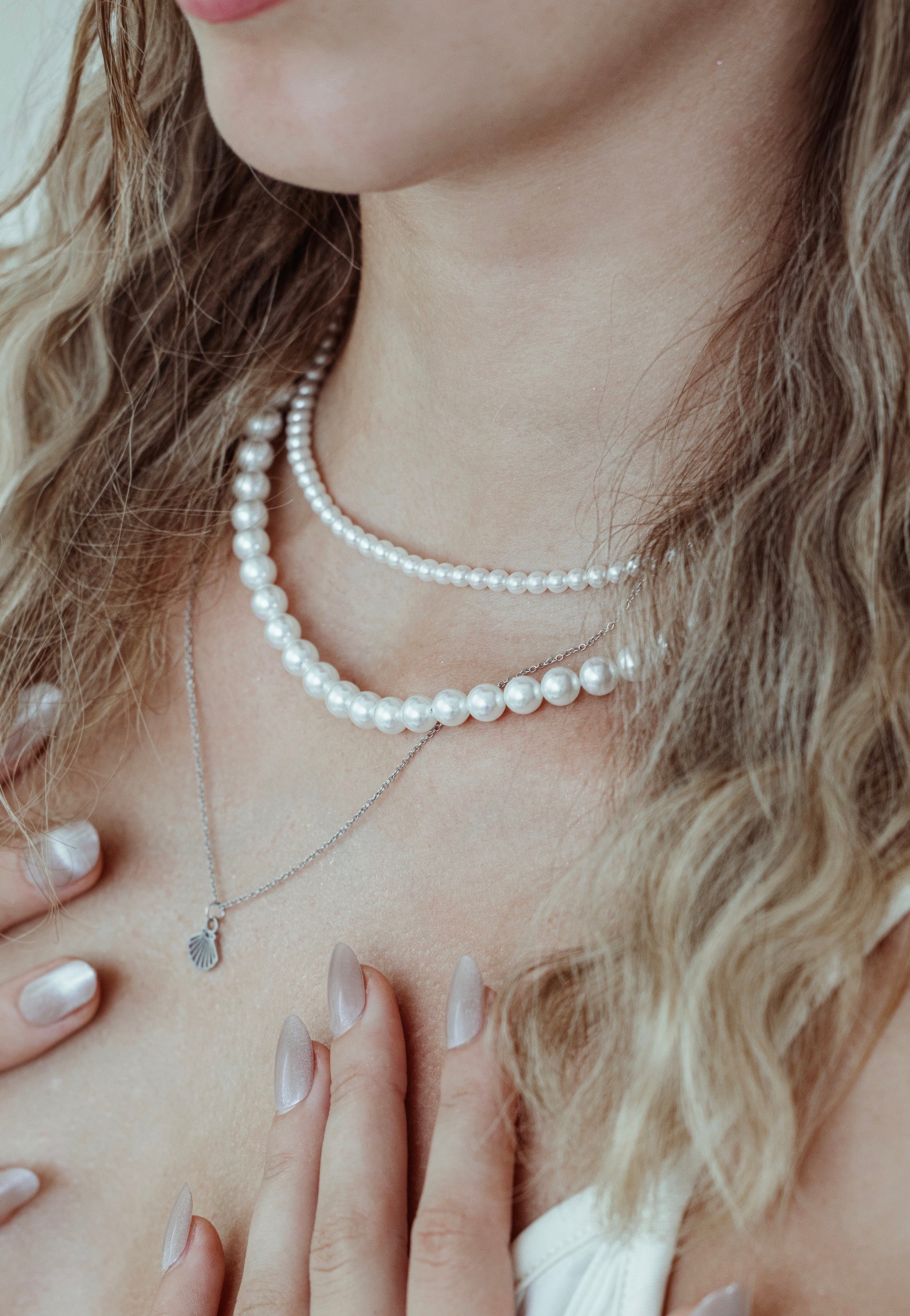 Wildcat - Big Synthetic Pearl Silver - Necklace | Neutral-Image