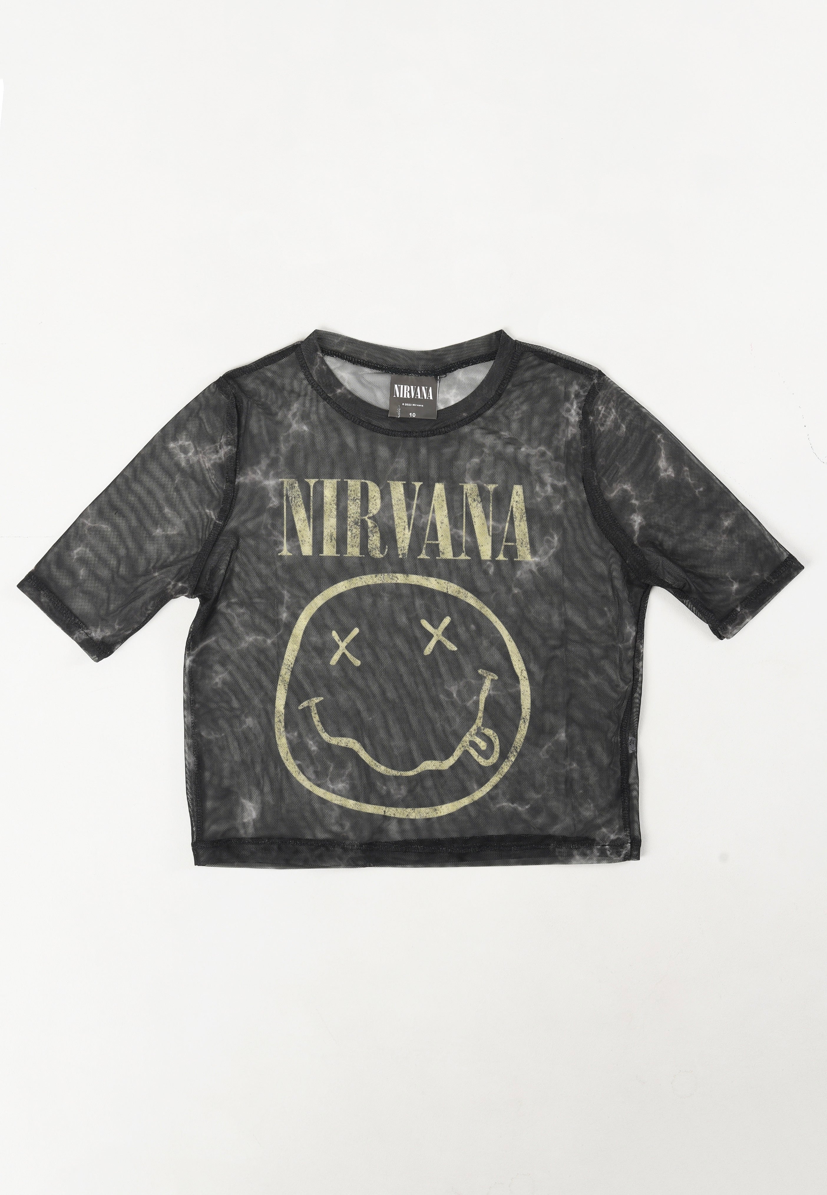 Nirvana - Yellow Happy Face Mesh Cropped - Girly | Neutral-Image