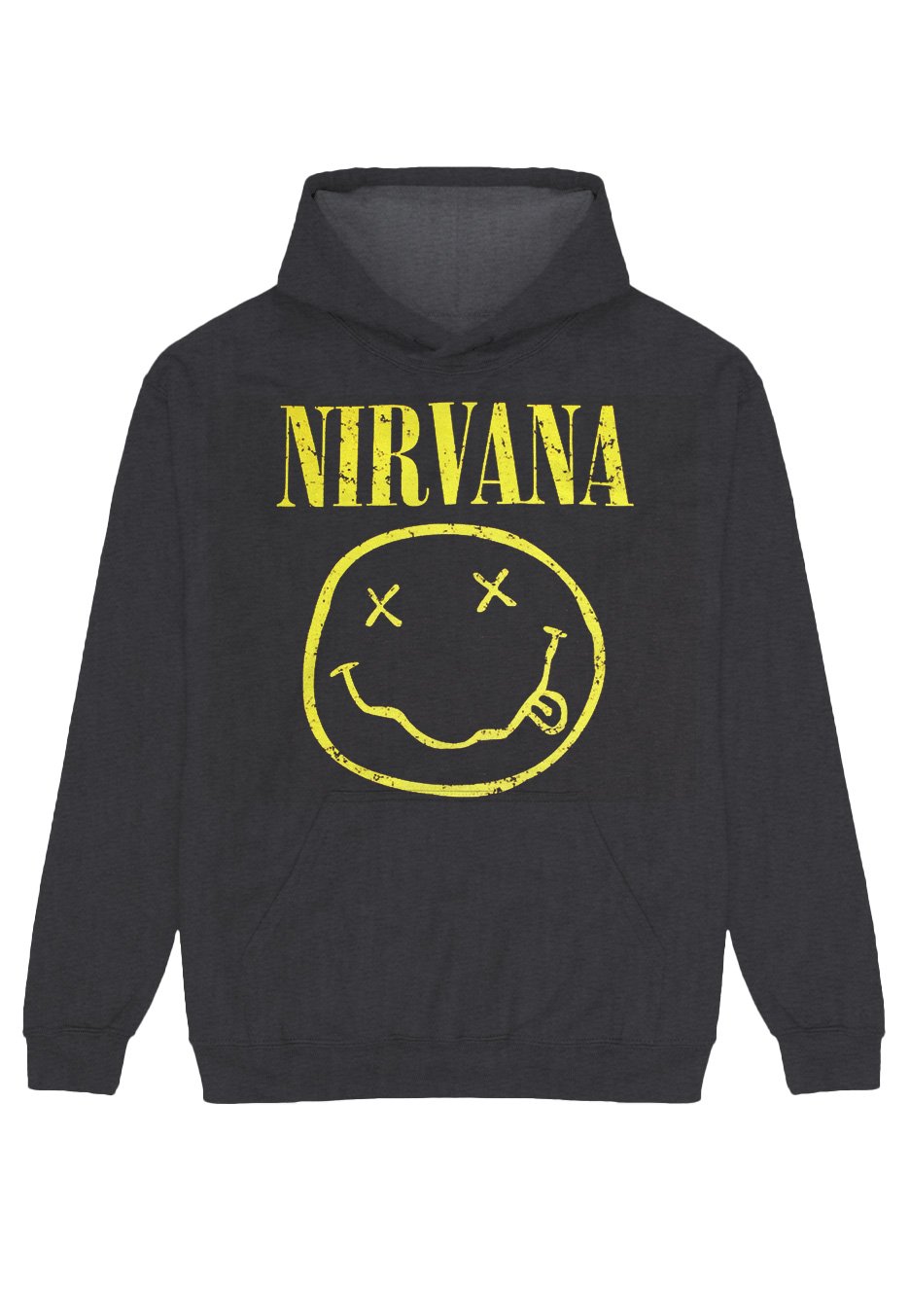 Nirvana - Yellow Happy Face Charcoal - Hoodie