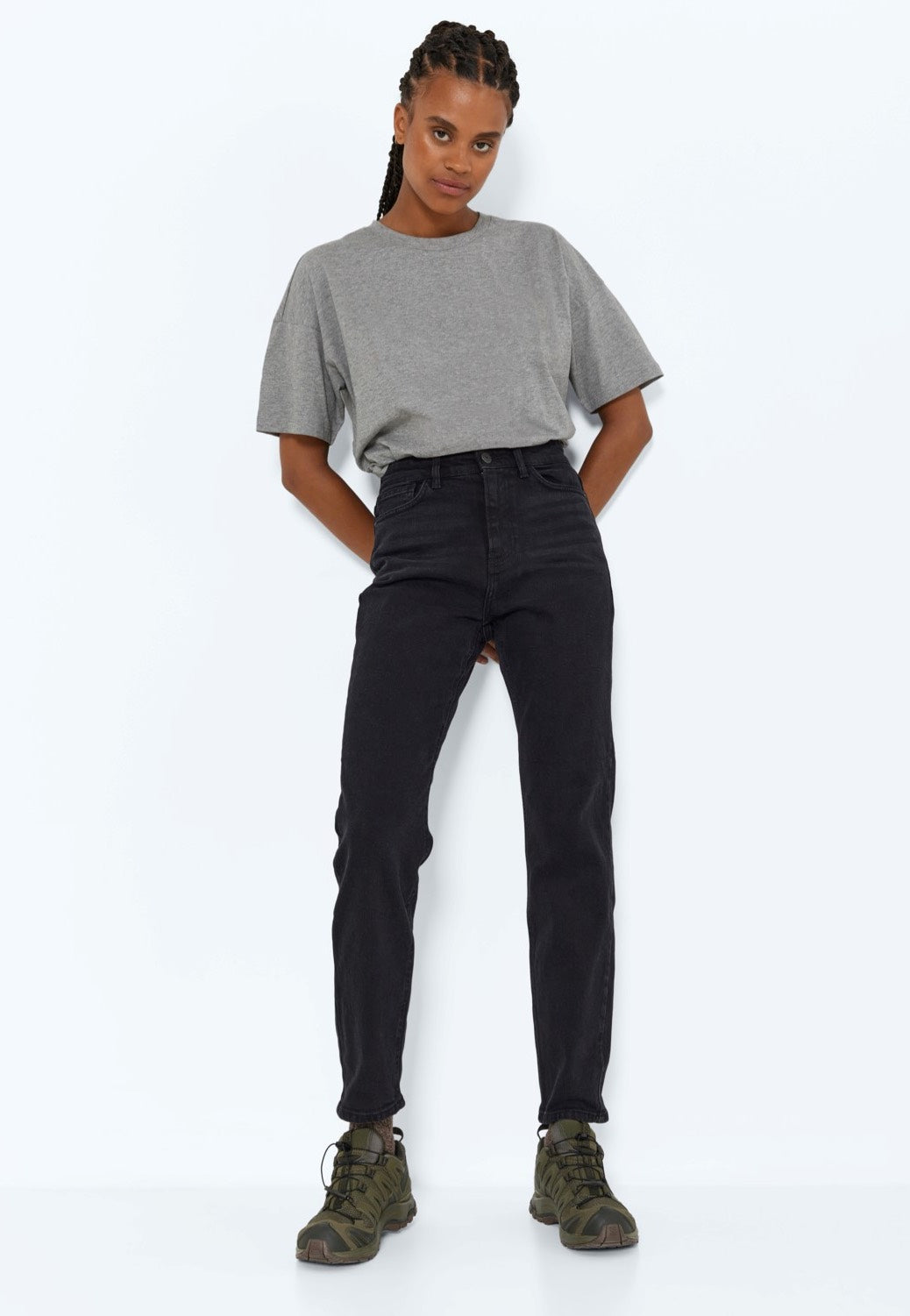 Noisy May - Moni High Waist Straight Ank Black Denim - Jeans