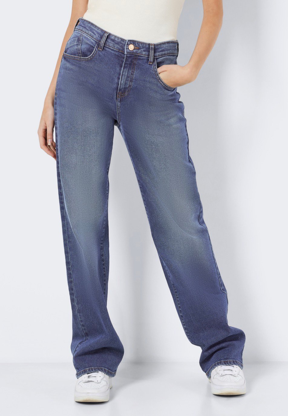 Noisy May - Yolanda Wide Medium Blue Denim - Jeans
