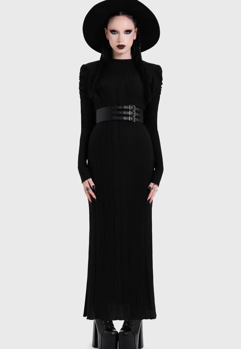 Killstar Noir Back Cut Out Maxi Black Kleid