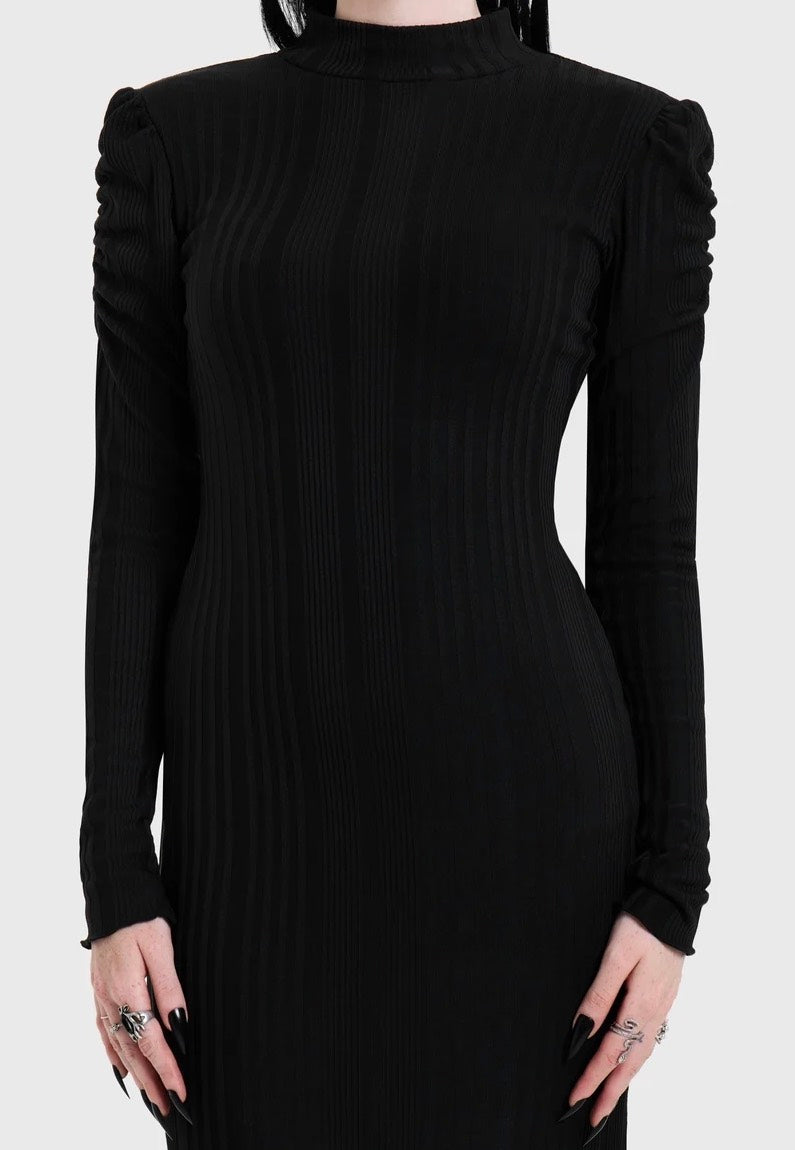 Killstar Noir Back Cut Out Maxi Black Kleid
