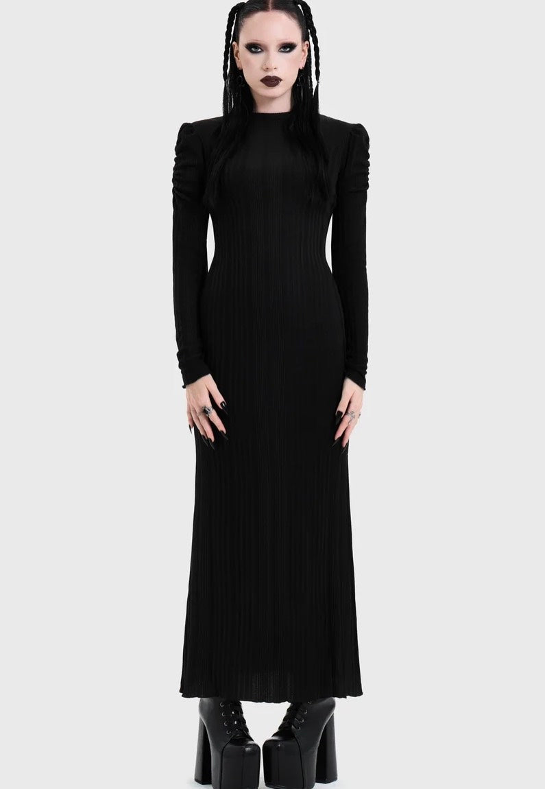 Killstar Noir Back Cut Out Maxi Black Kleid