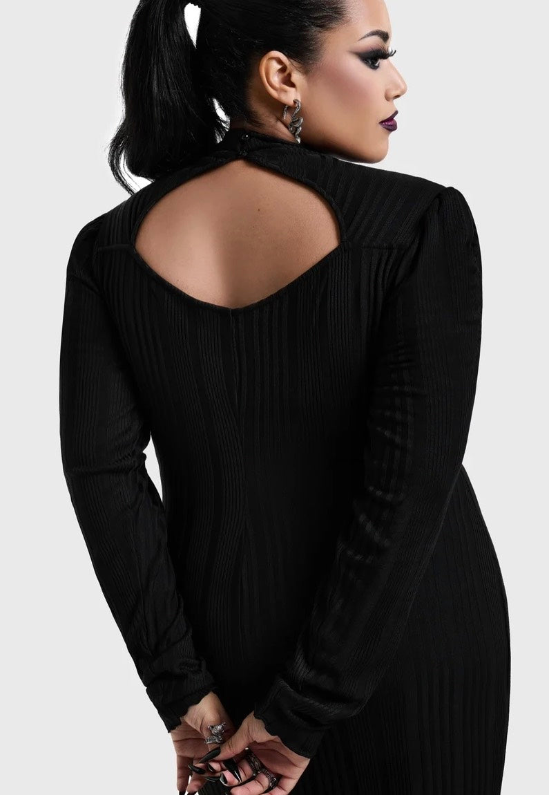 Killstar Noir Back Cut Out Maxi Black Kleid