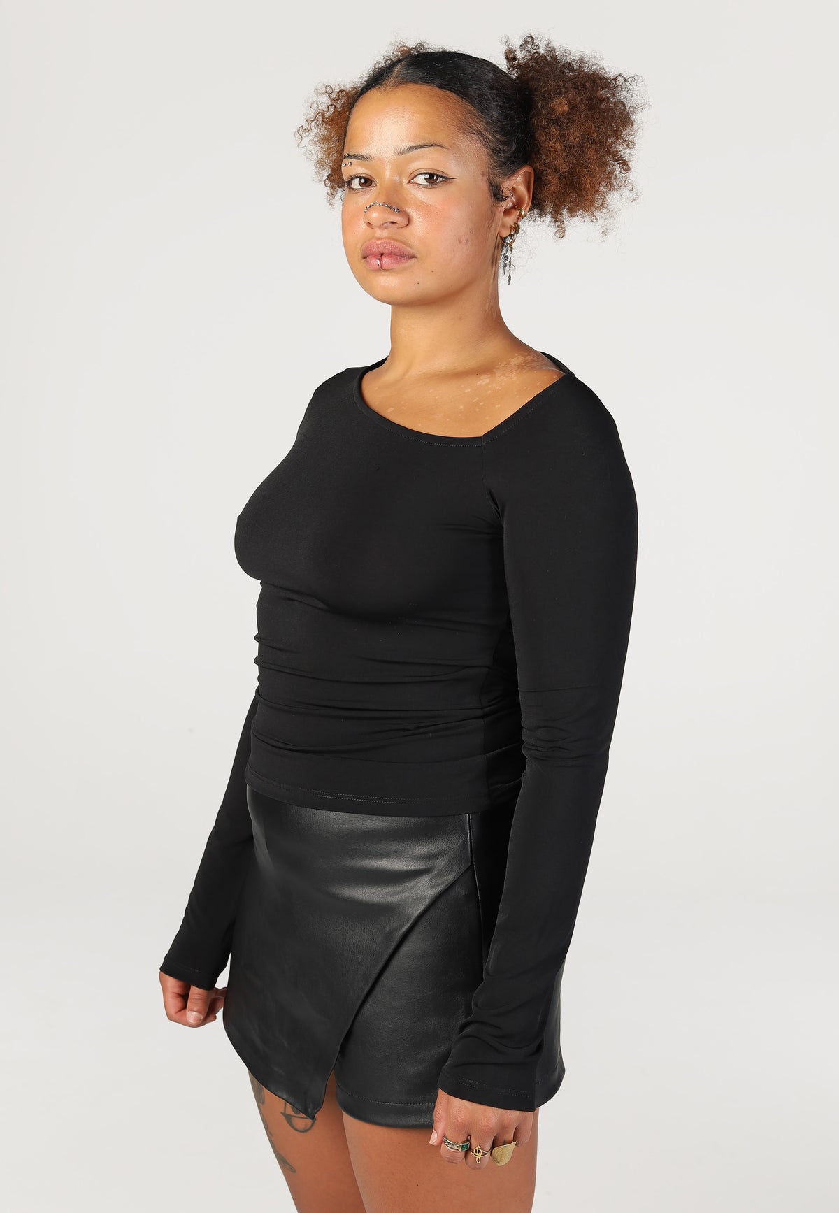 Noisy May Bella Tulla Asym Neck Black Top