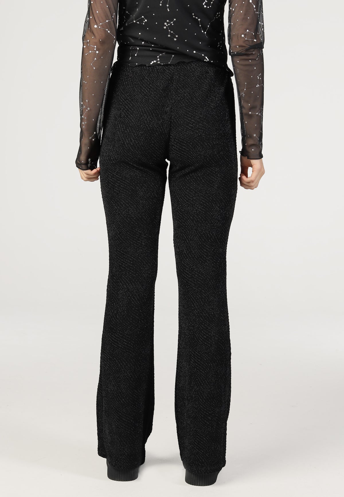 Noisy May Gilly Pasa Flared Black/Black Lurex Pants