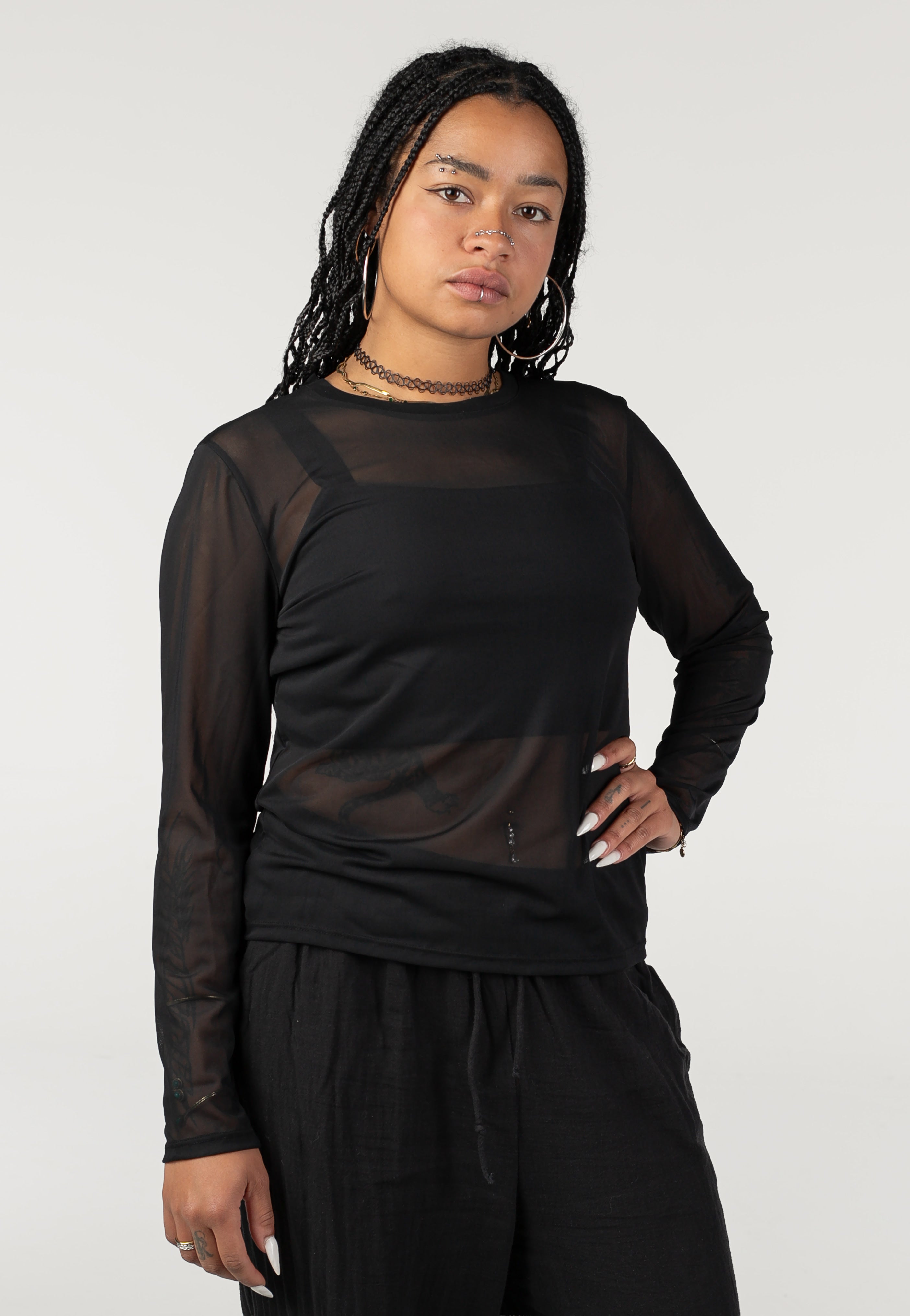 Noisy May - Judith Mesh Curve Black - Top | Women-Image
