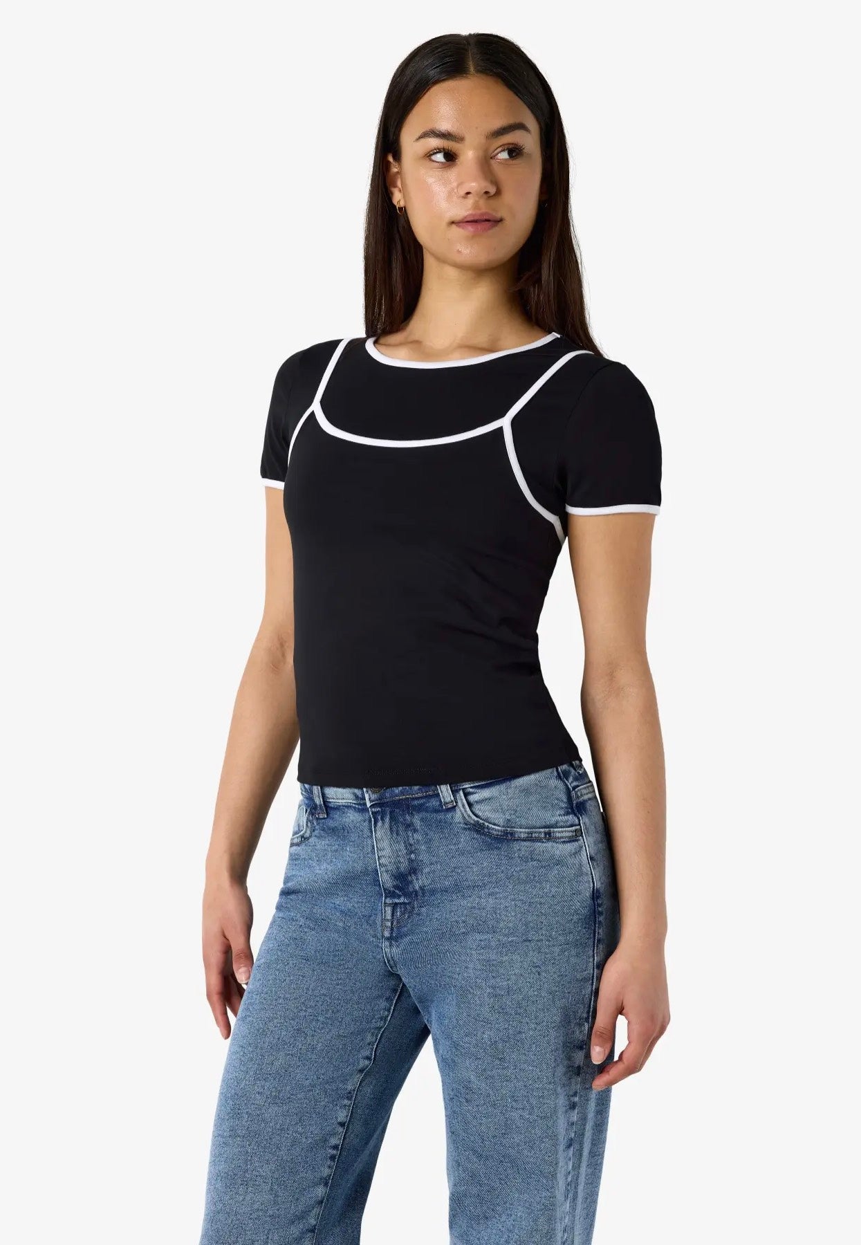 Noisy May - Kerry Double Layer Black/White - Top | Women-Image