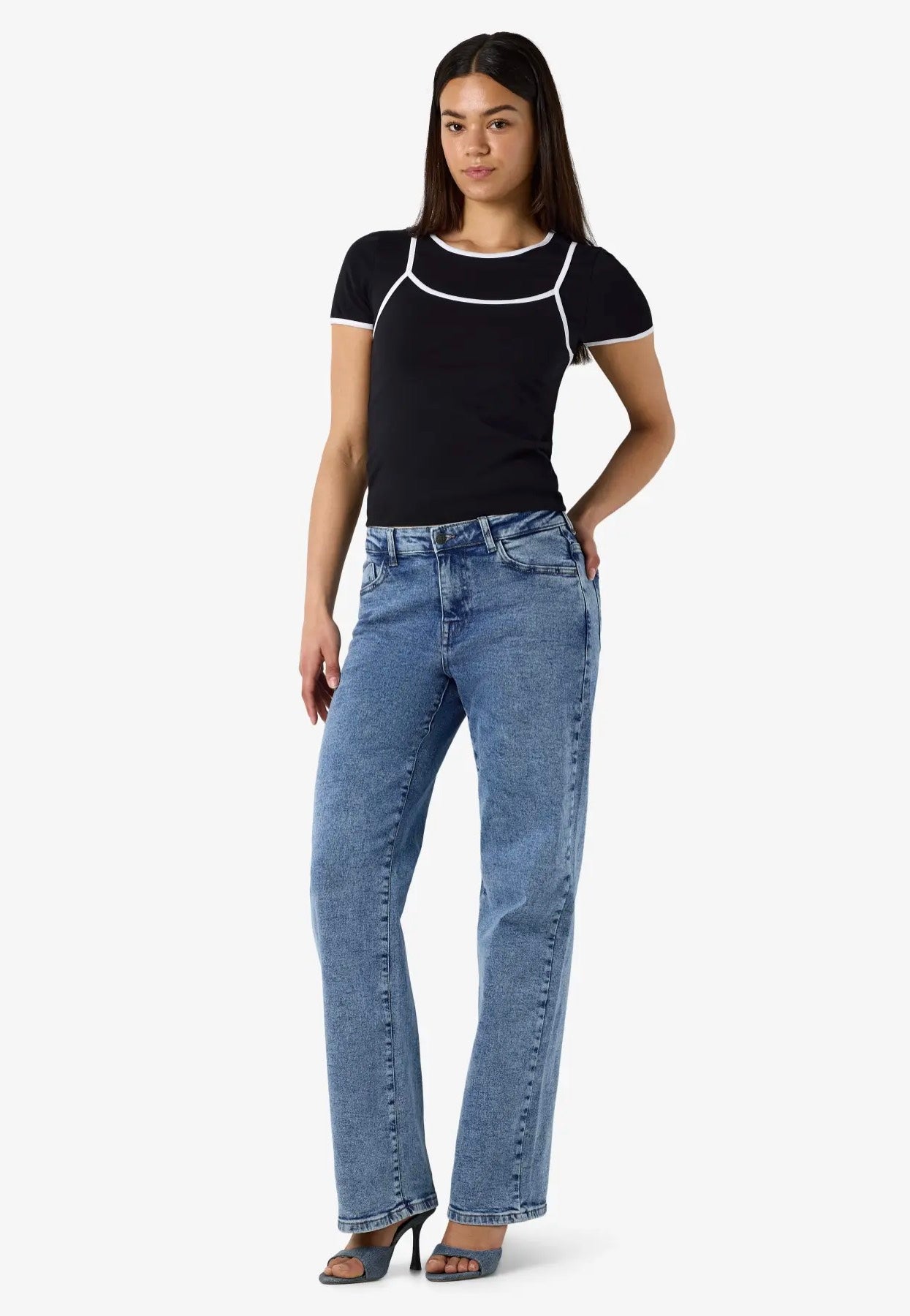 Noisy May - Kerry Double Layer Black/White - Top | Women-Image