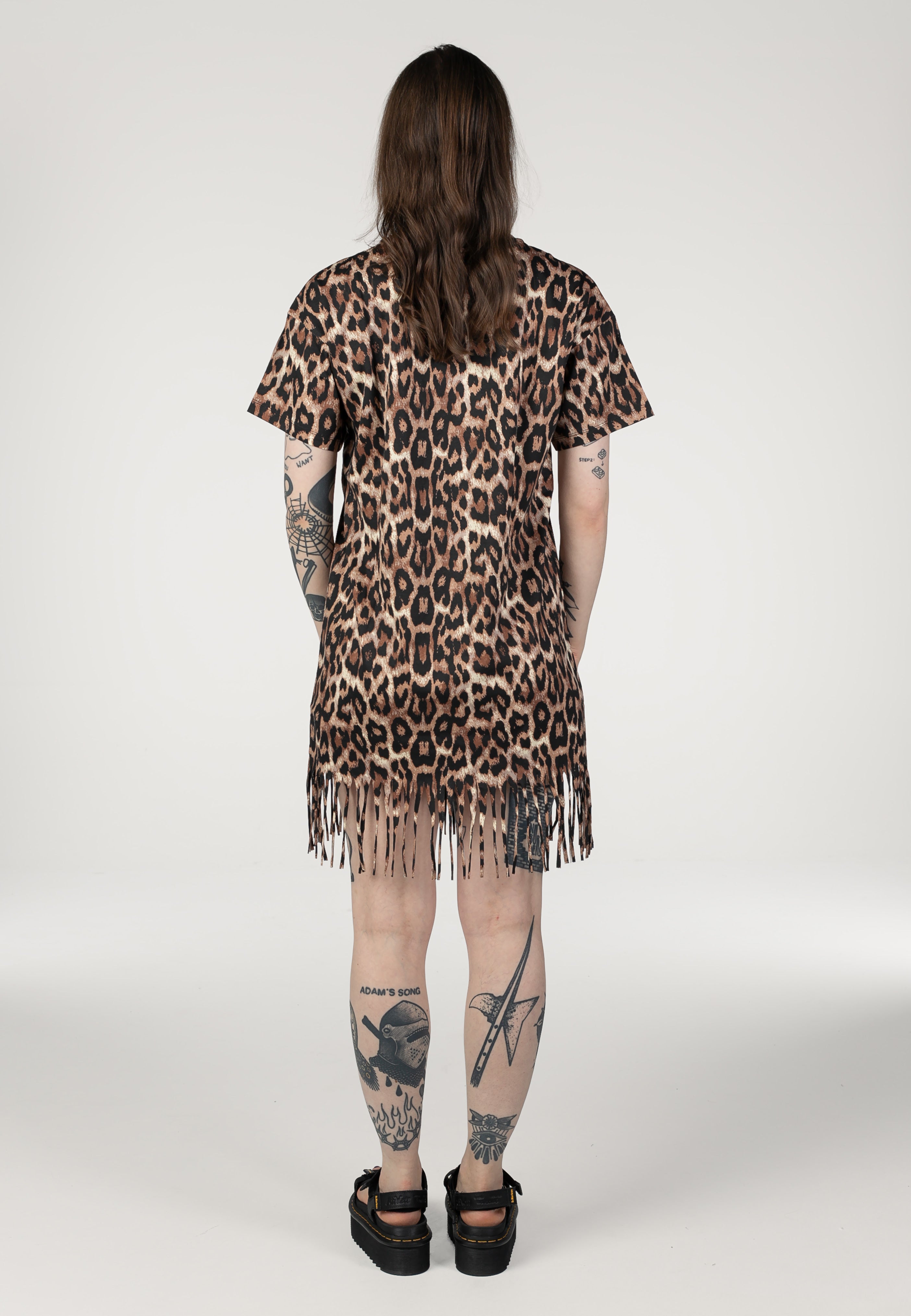 Noisy May - Keyla AOP Fringe O-Neck Black Leo - Dress | Women-Image