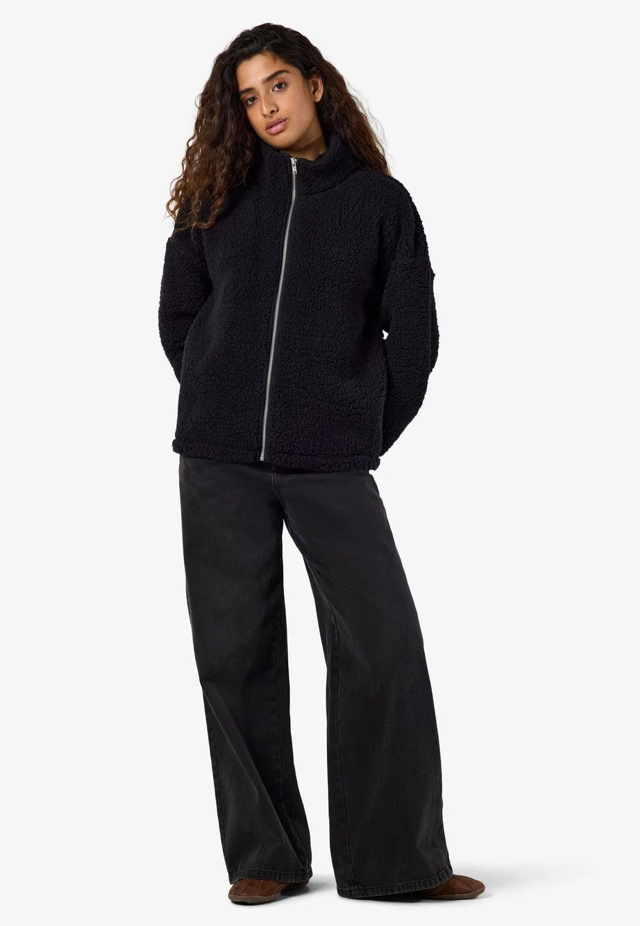 Noisy May Luca Check Soft Fleece Black Jacke
