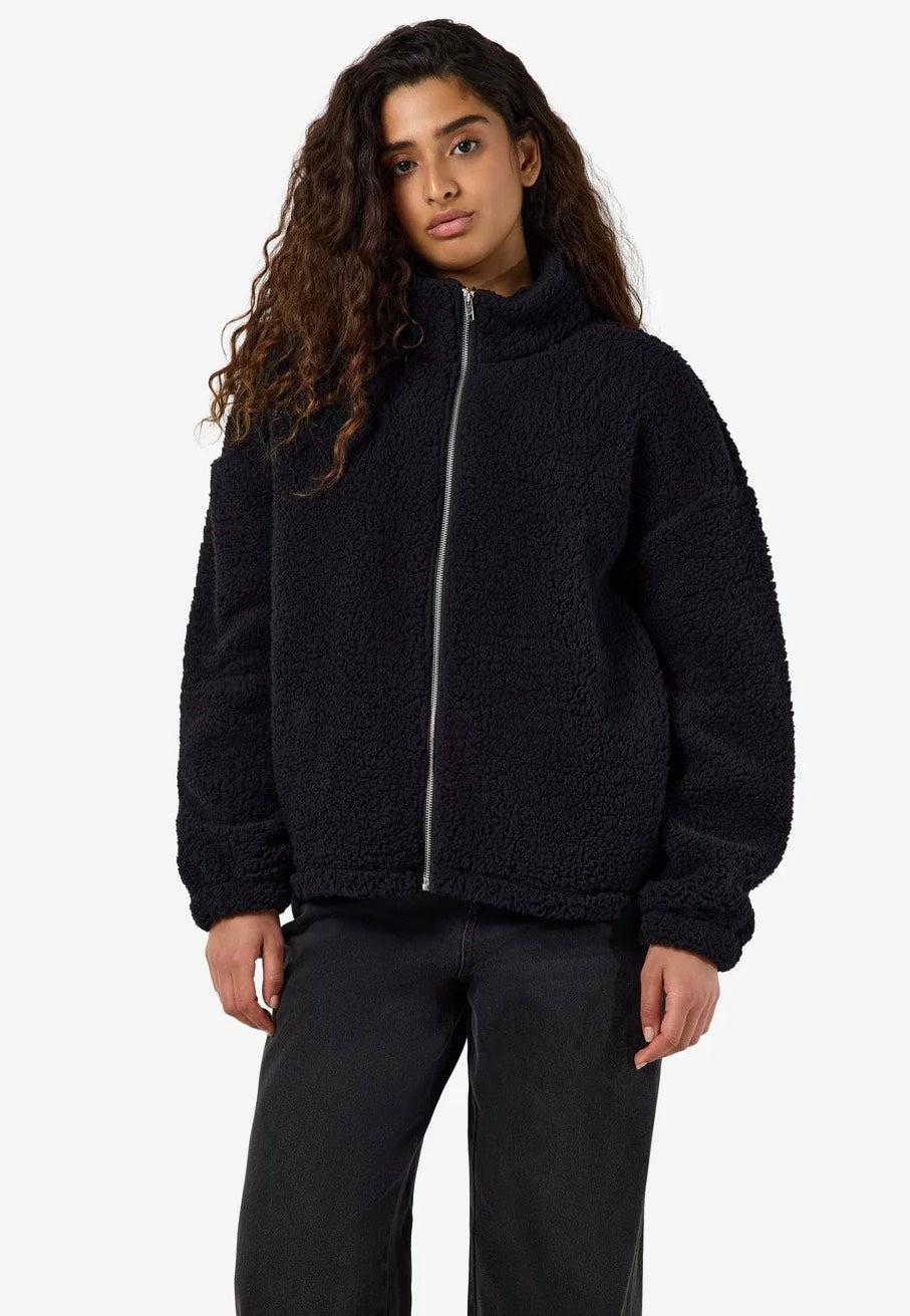 Noisy May Luca Check Soft Fleece Black Jacke