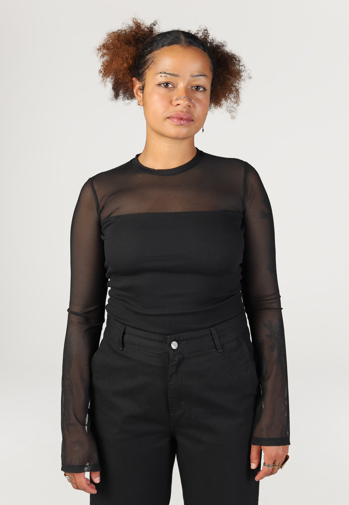 Noisy May Stine Maya Mesh Rib Black Top