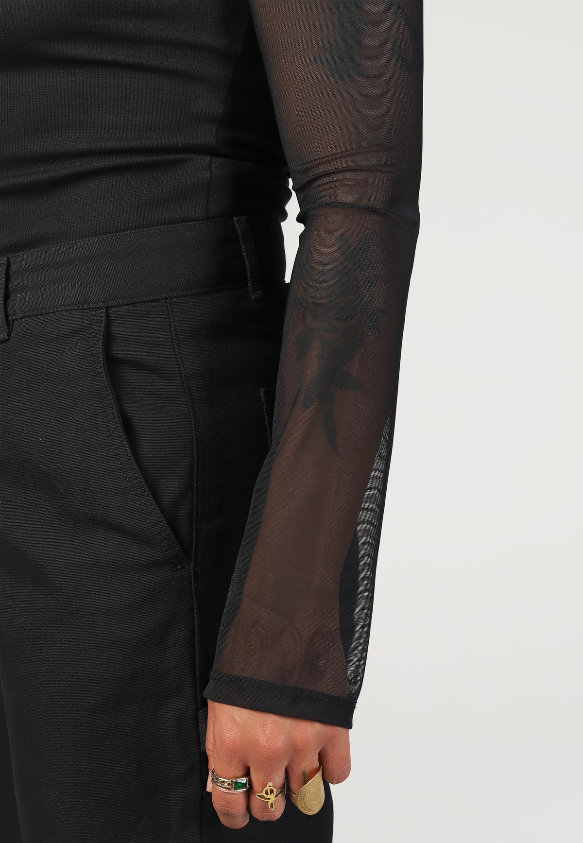Noisy May Stine Maya Mesh Rib Black Top
