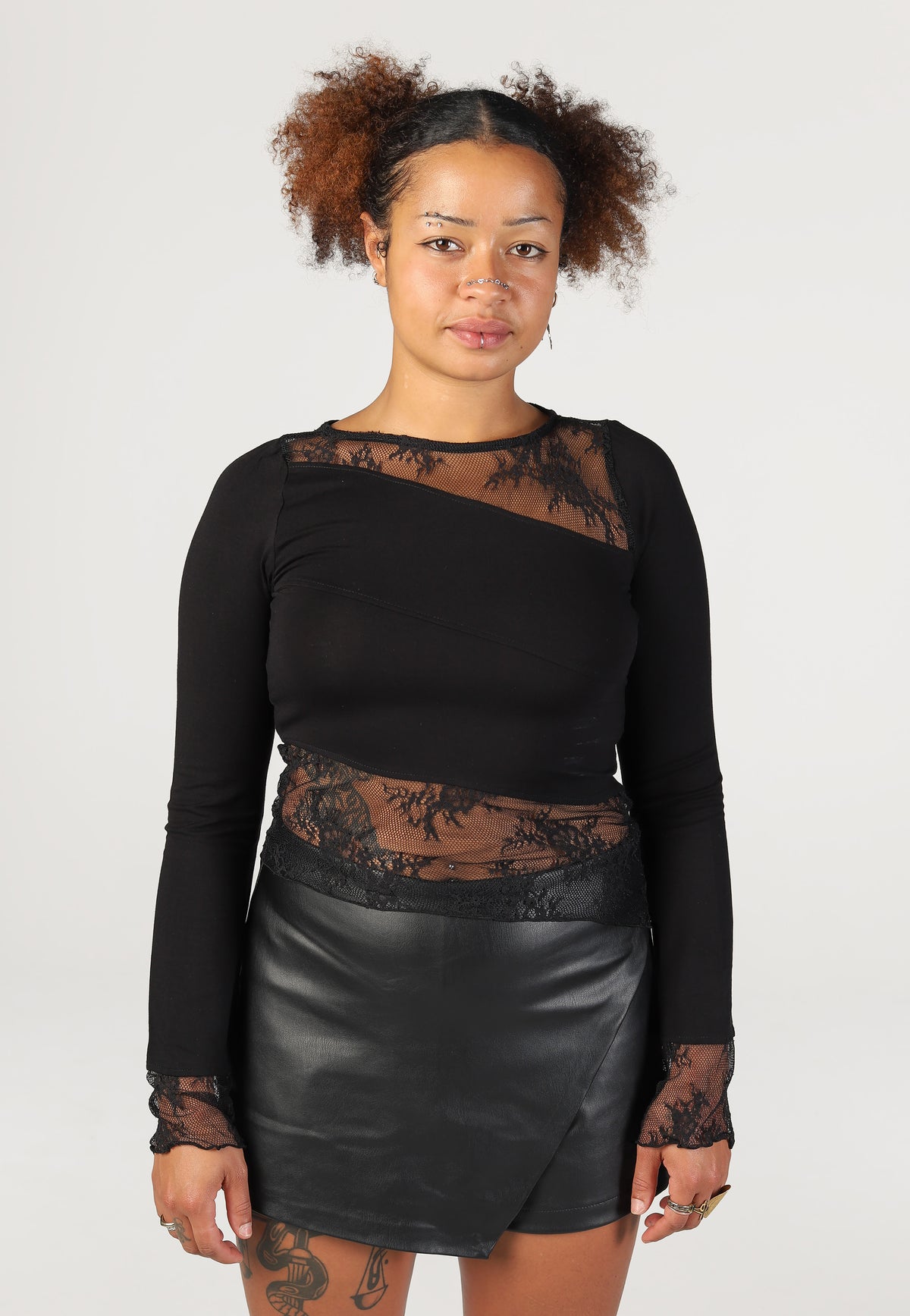 Noisy May Tika Lace Insert Black Top