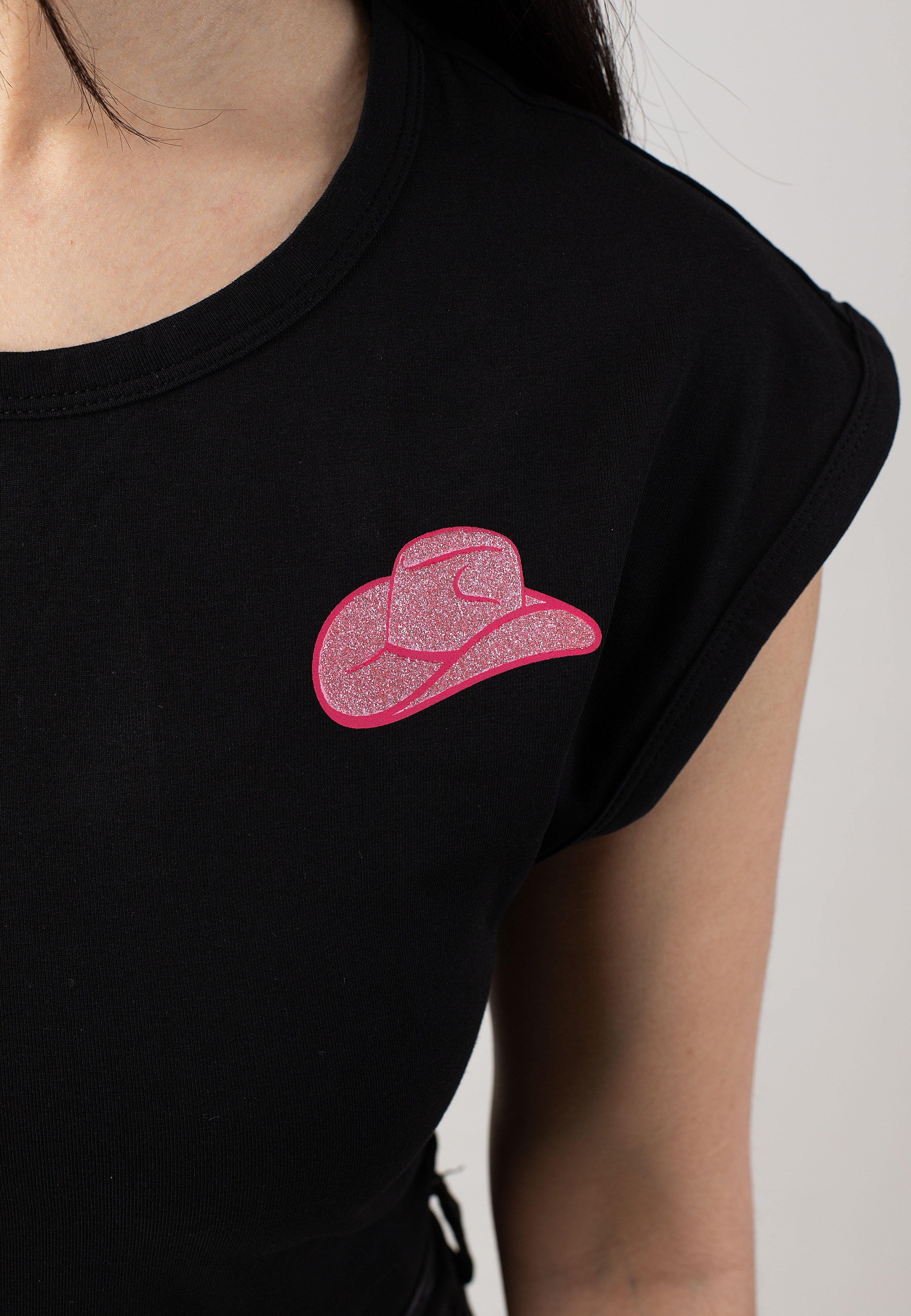 Noisy May - Katinka Black Pink Glitter Hat - T-Shirt