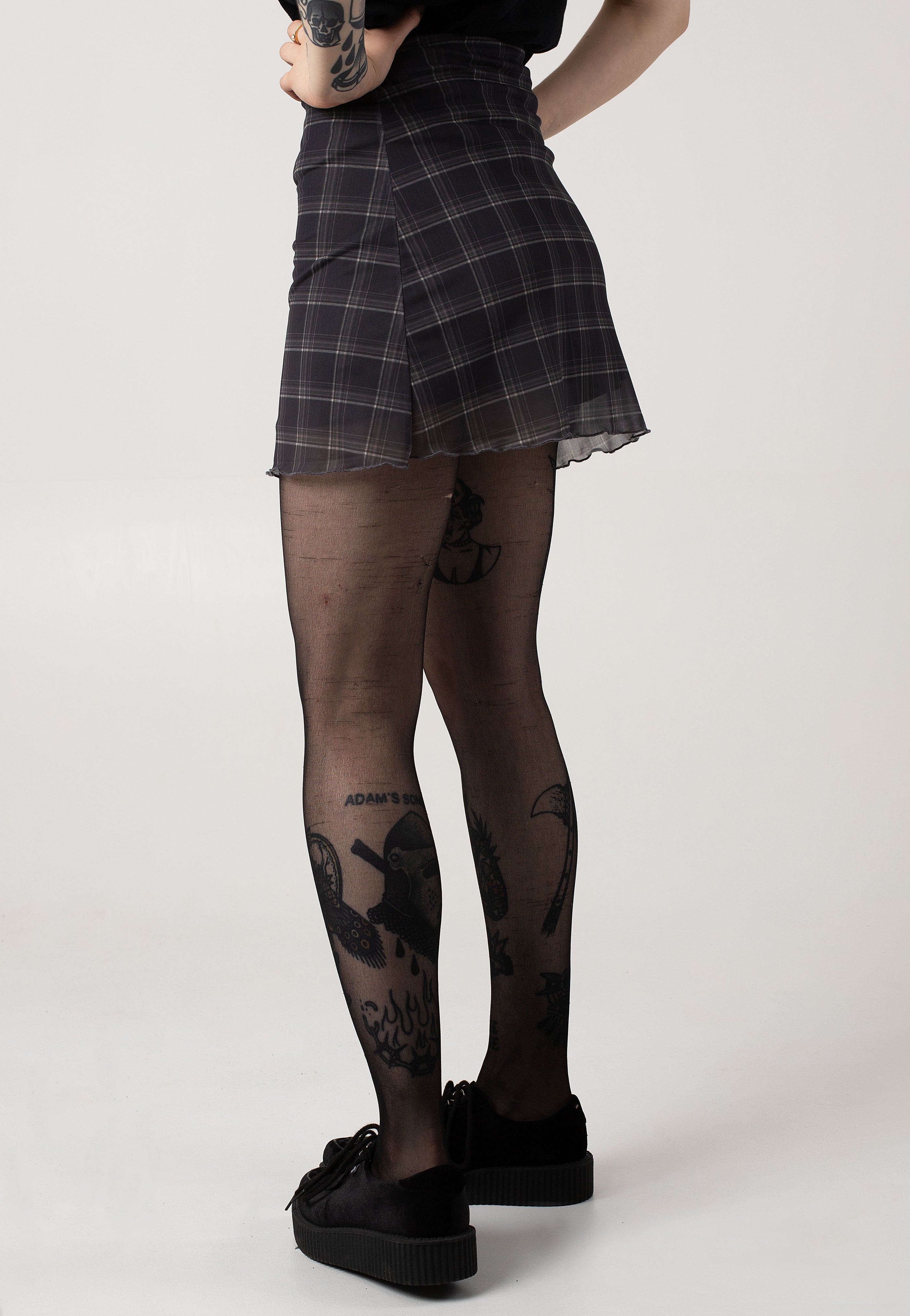 Noisy May - Lesley A Shape Asphalt Check - Skirt | Women-Image