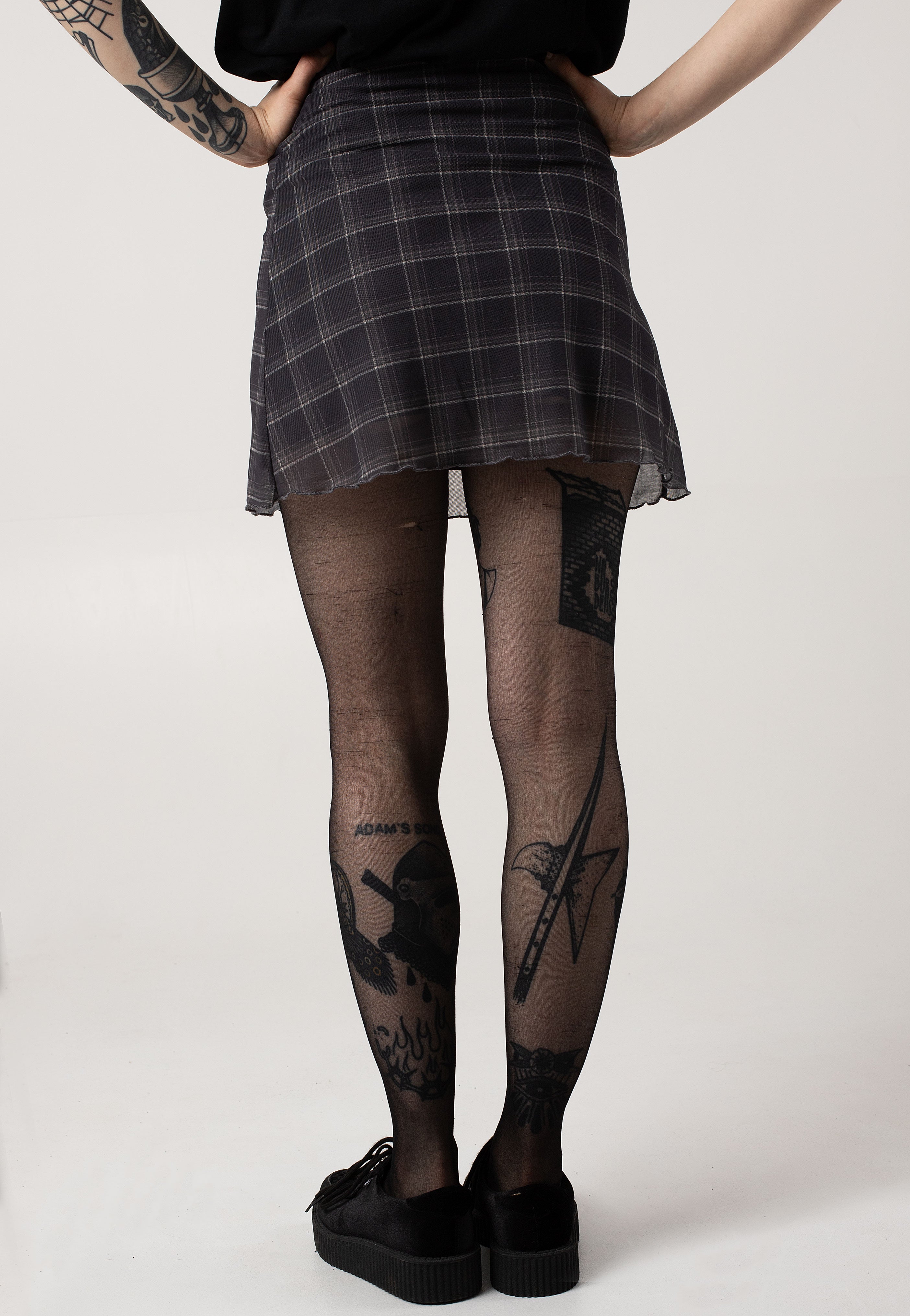 Noisy May - Lesley A Shape Asphalt Check - Skirt | Women-Image