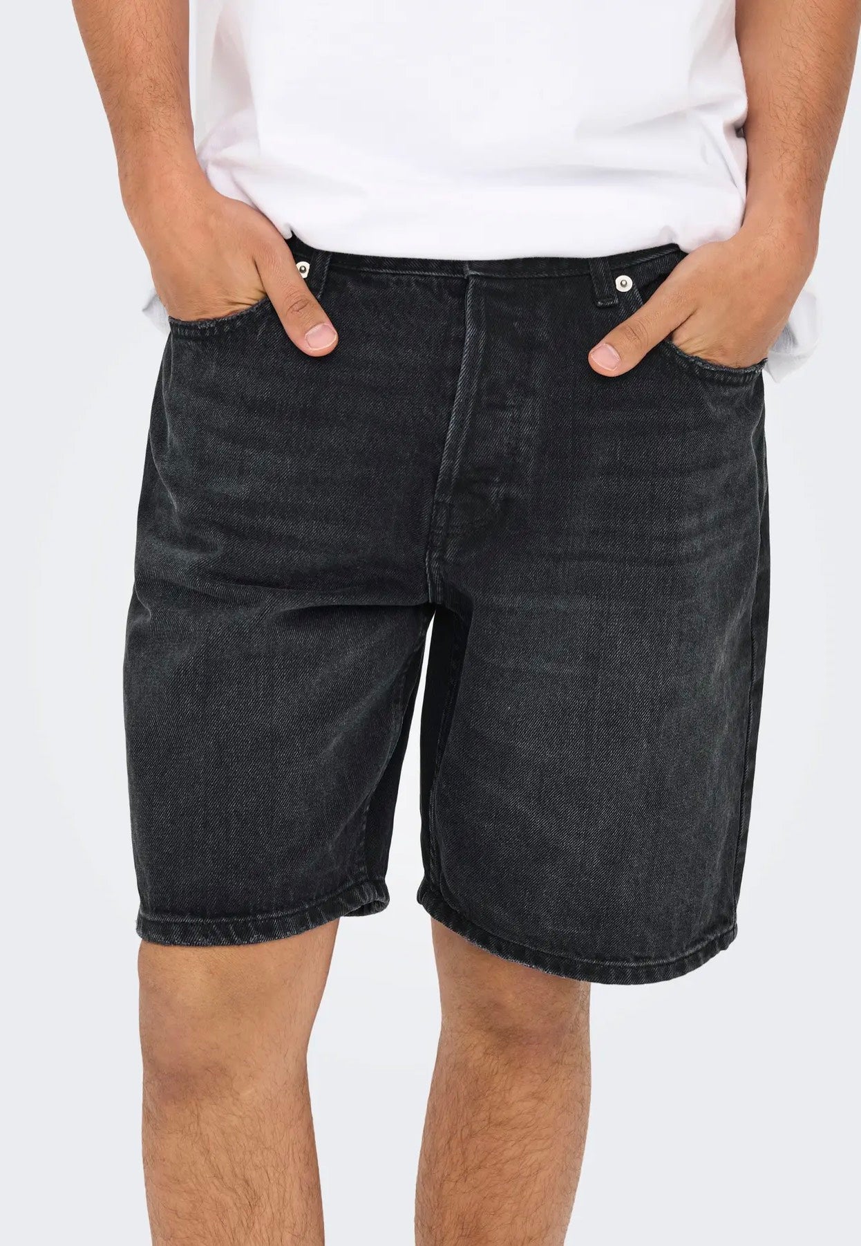 Only & Sons - Edge Black Denim - Shorts | Men-Image