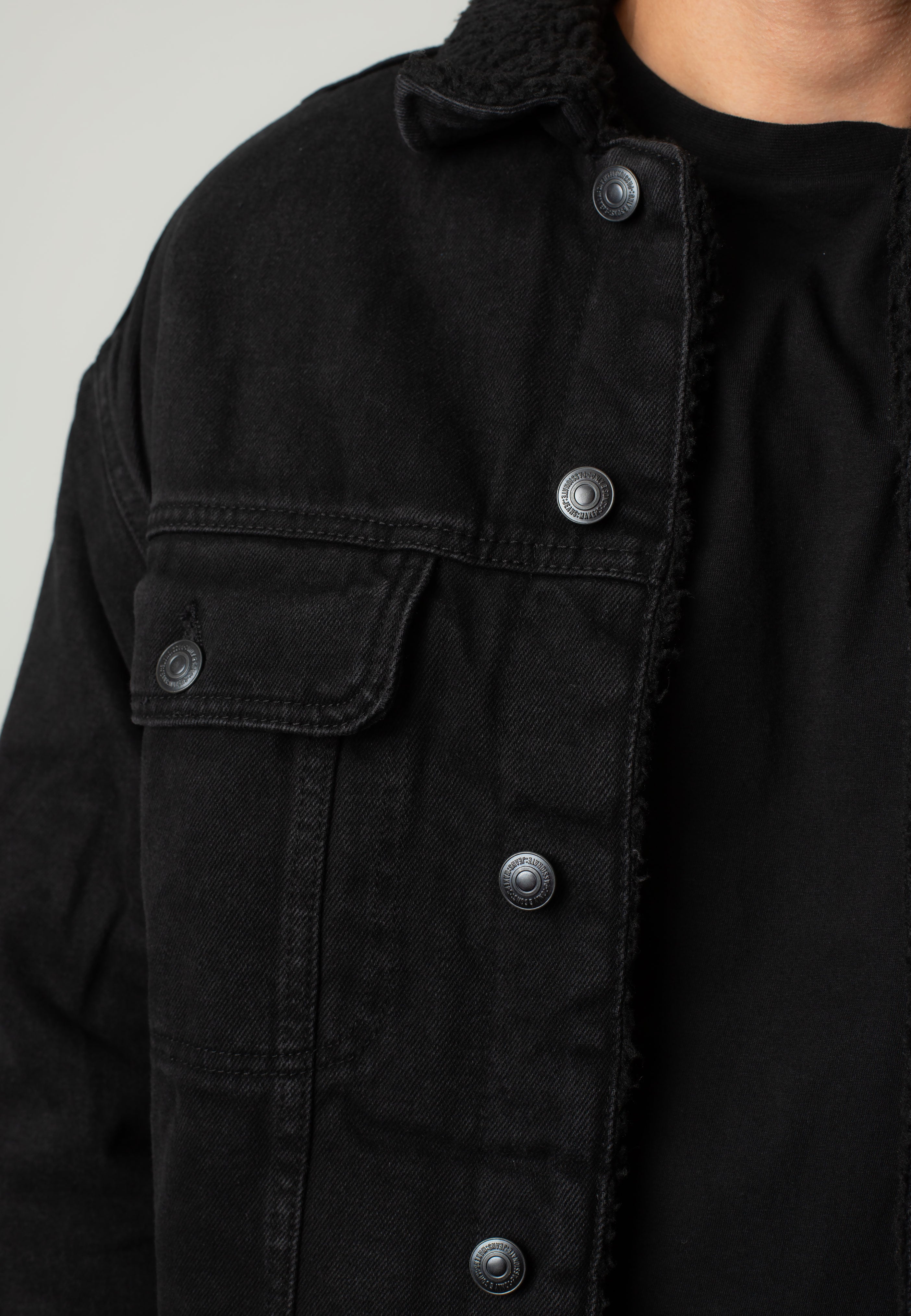 Only & Sons - Wilson Sherpa Black Denim - Jeans Jacket | Men-Image