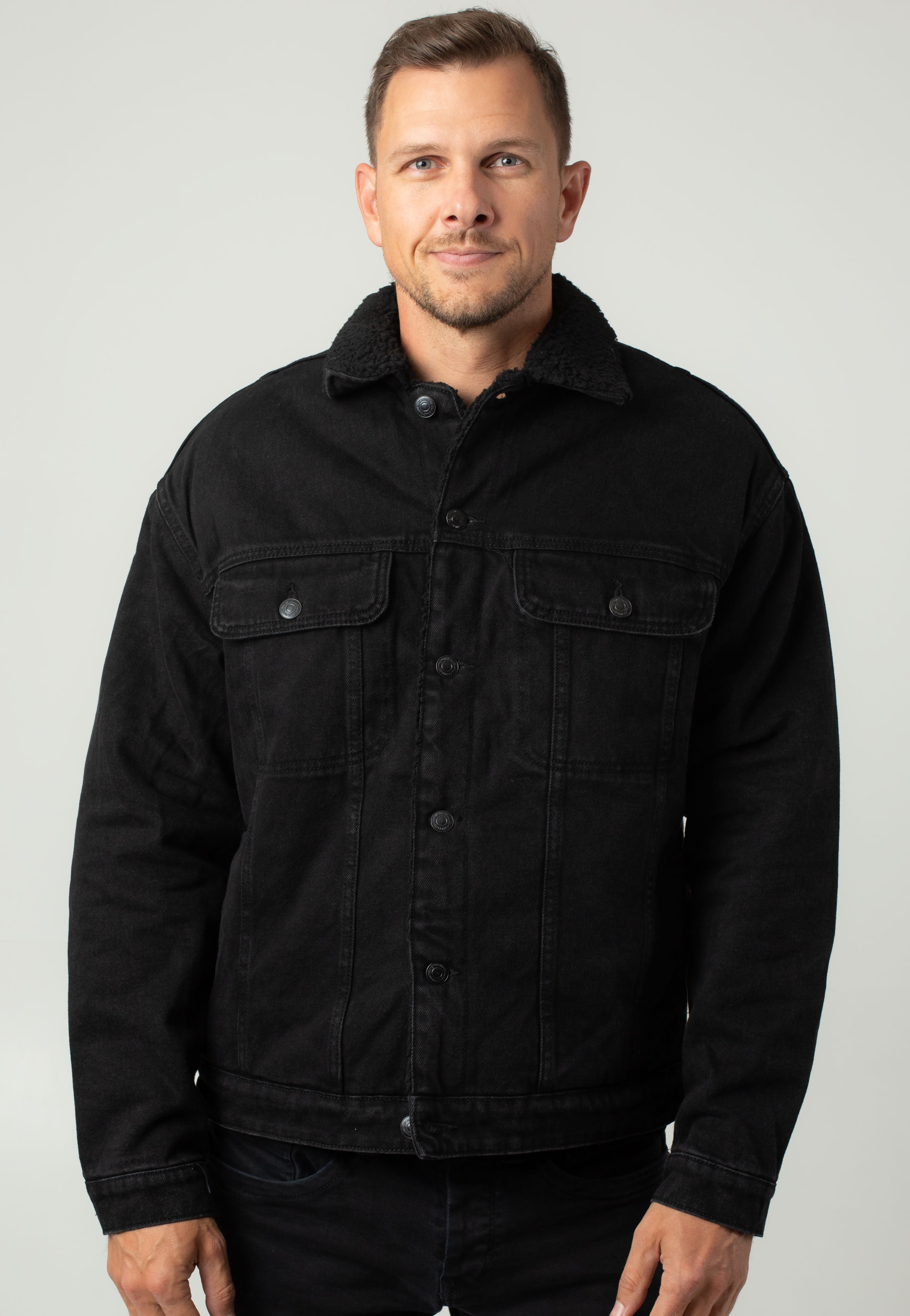 Only & Sons - Wilson Sherpa Black Denim - Jeans Jacket | Men-Image