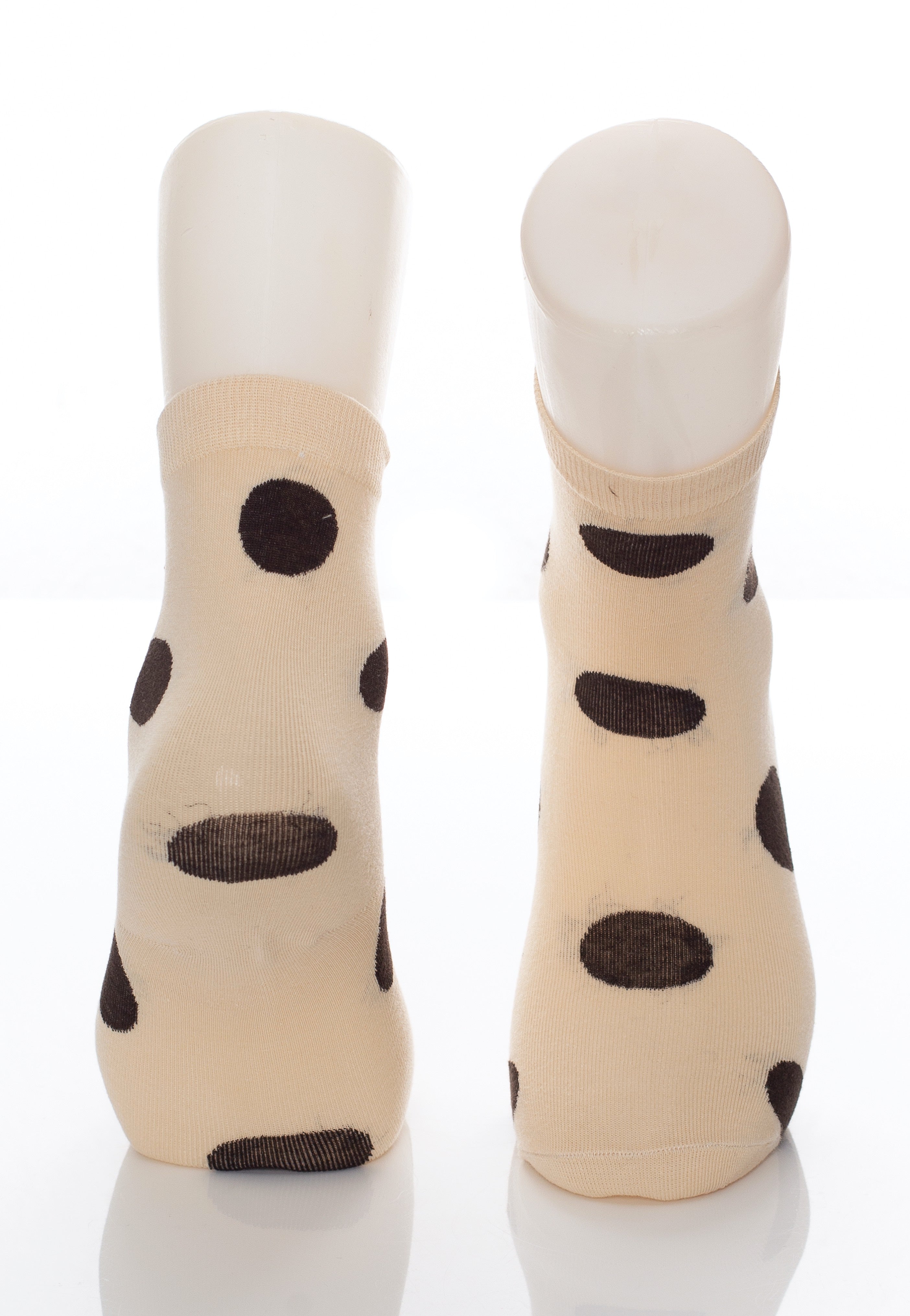 Pamela Mann - Polka Dot Cotton Ankle Beige/Black - Socks | Neutral-Image