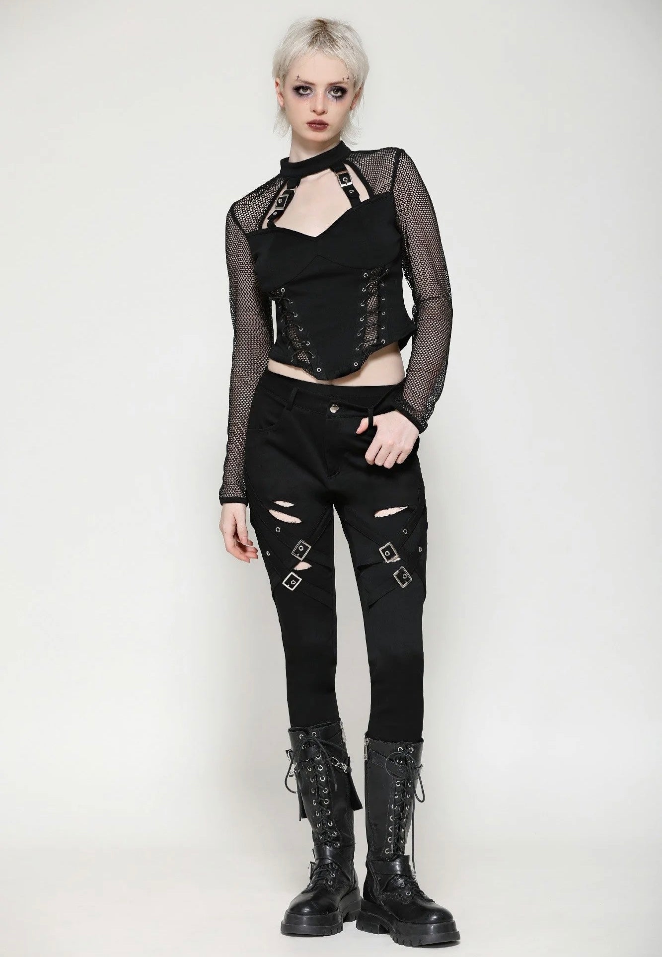 Dark In Love - Punk Versatile Distressed Long - Pants | Women-Image