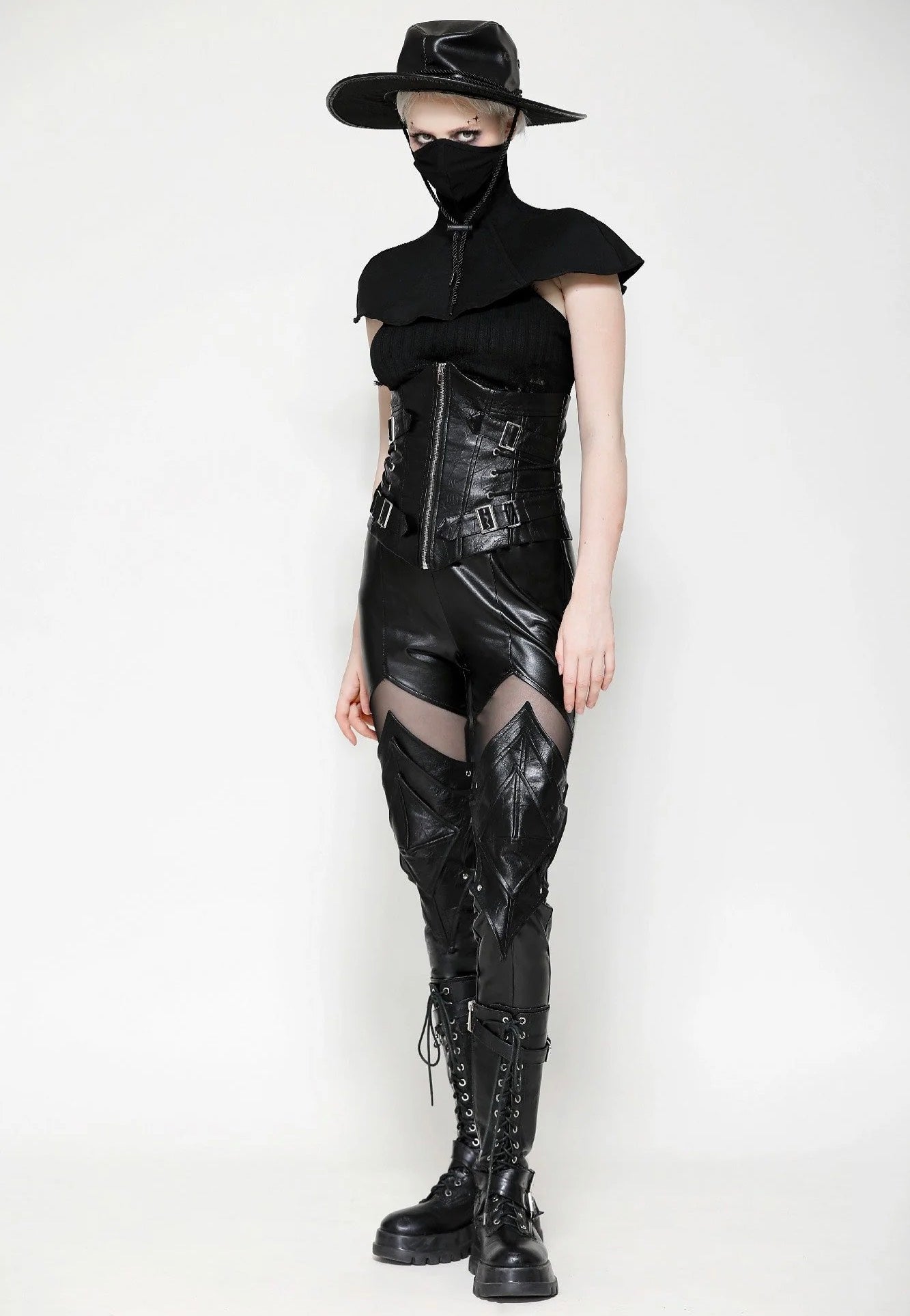 Dark In Love - Black PU Leather Armor Knight - Pants | Women-Image
