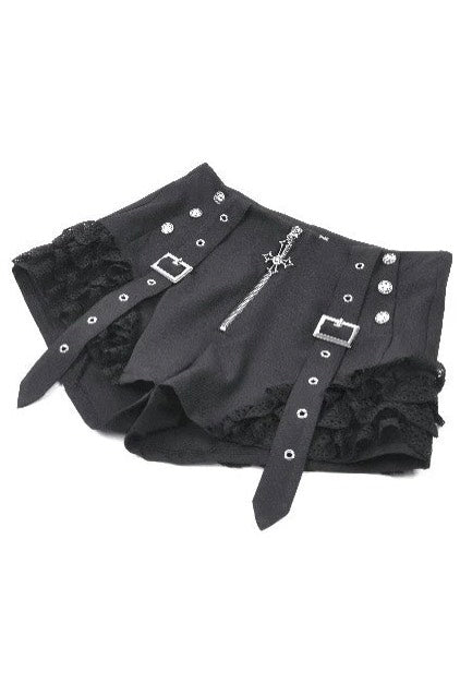 Dark In Love Night Ban Dark Punk Cross Zipper Metal Buckle Lace Shorts