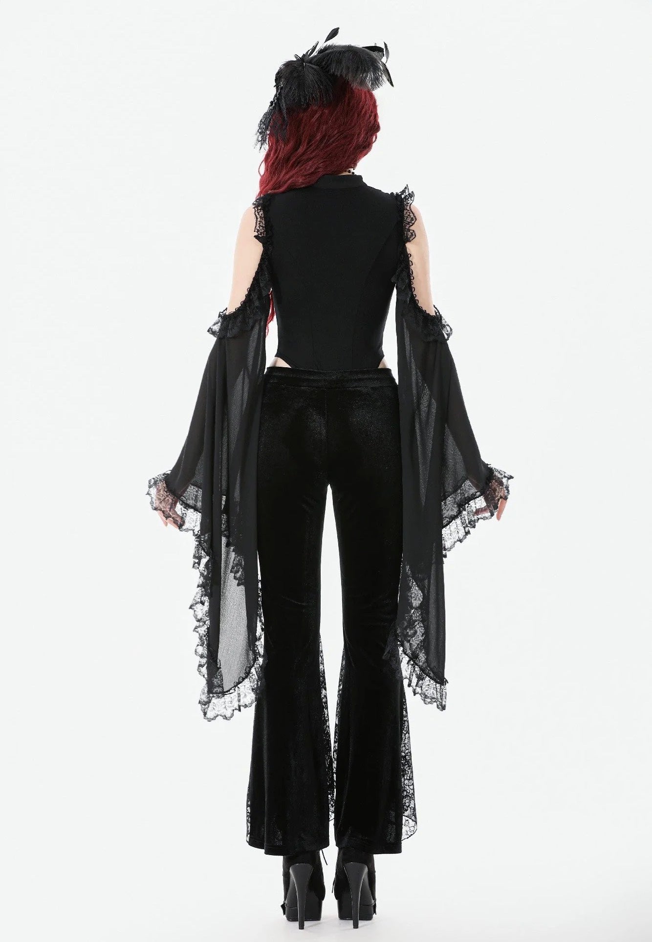 Dark In Love - Gothic Applique Velvet Flared - Pants | Women-Image