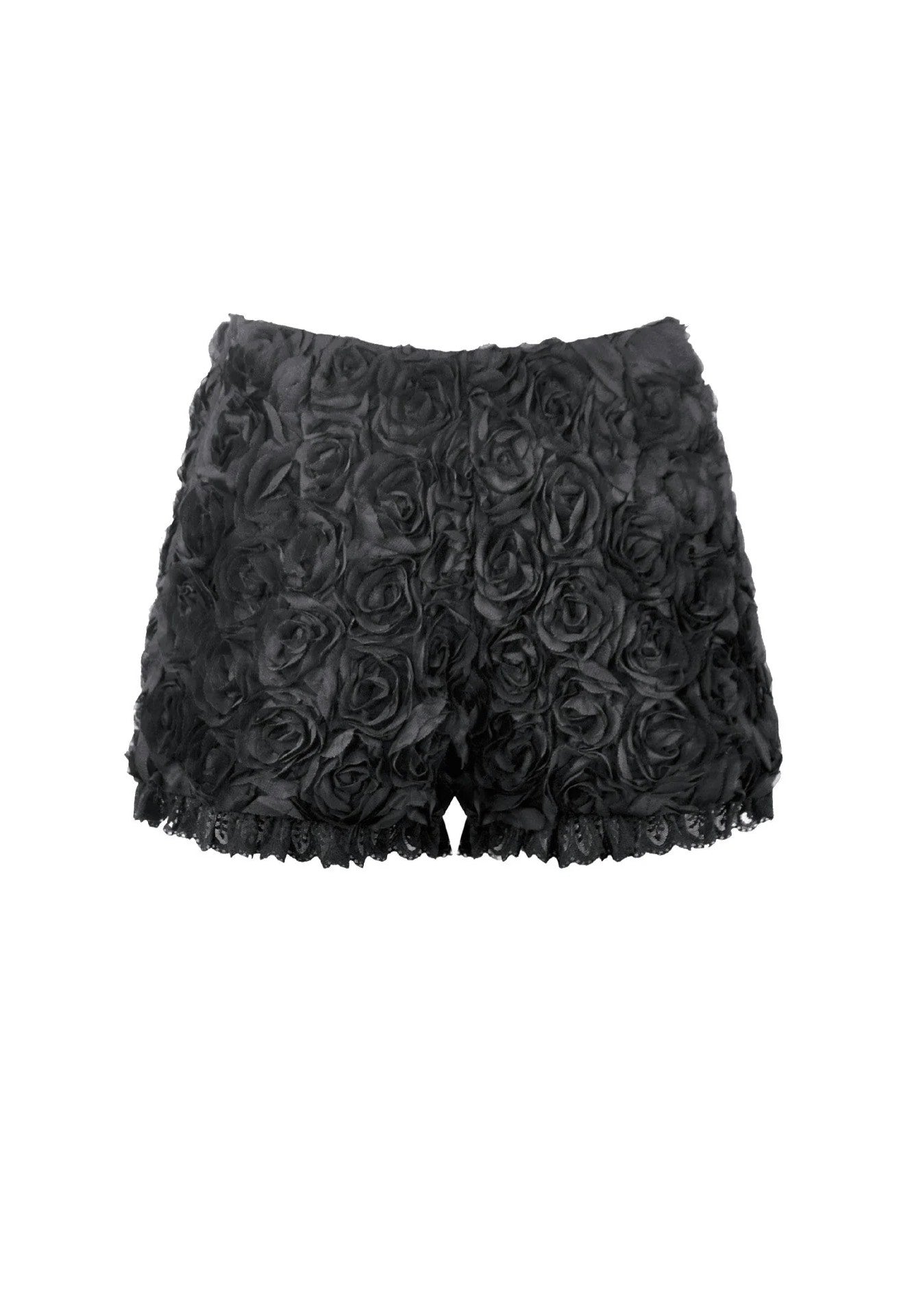 Dark In Love Dark Rose Gothic 3D Floral Jacquard Lace Trimmed Shorts