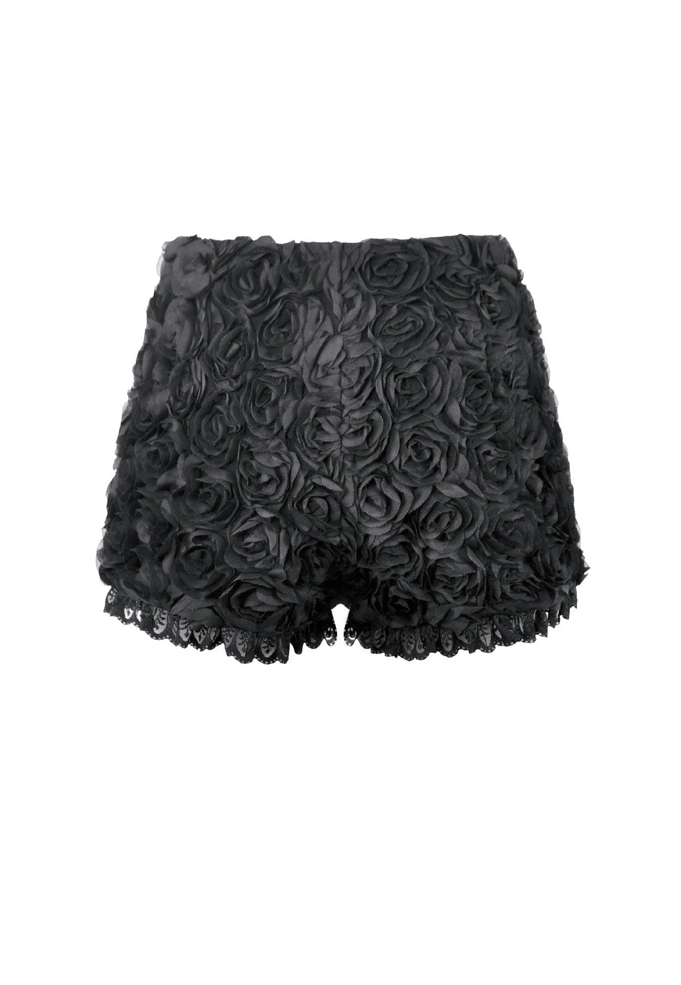Dark In Love Dark Rose Gothic 3D Floral Jacquard Lace Trimmed Shorts