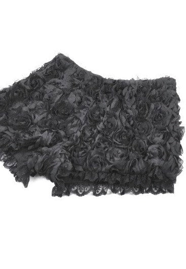 Dark In Love Dark Rose Gothic 3D Floral Jacquard Lace Trimmed Shorts
